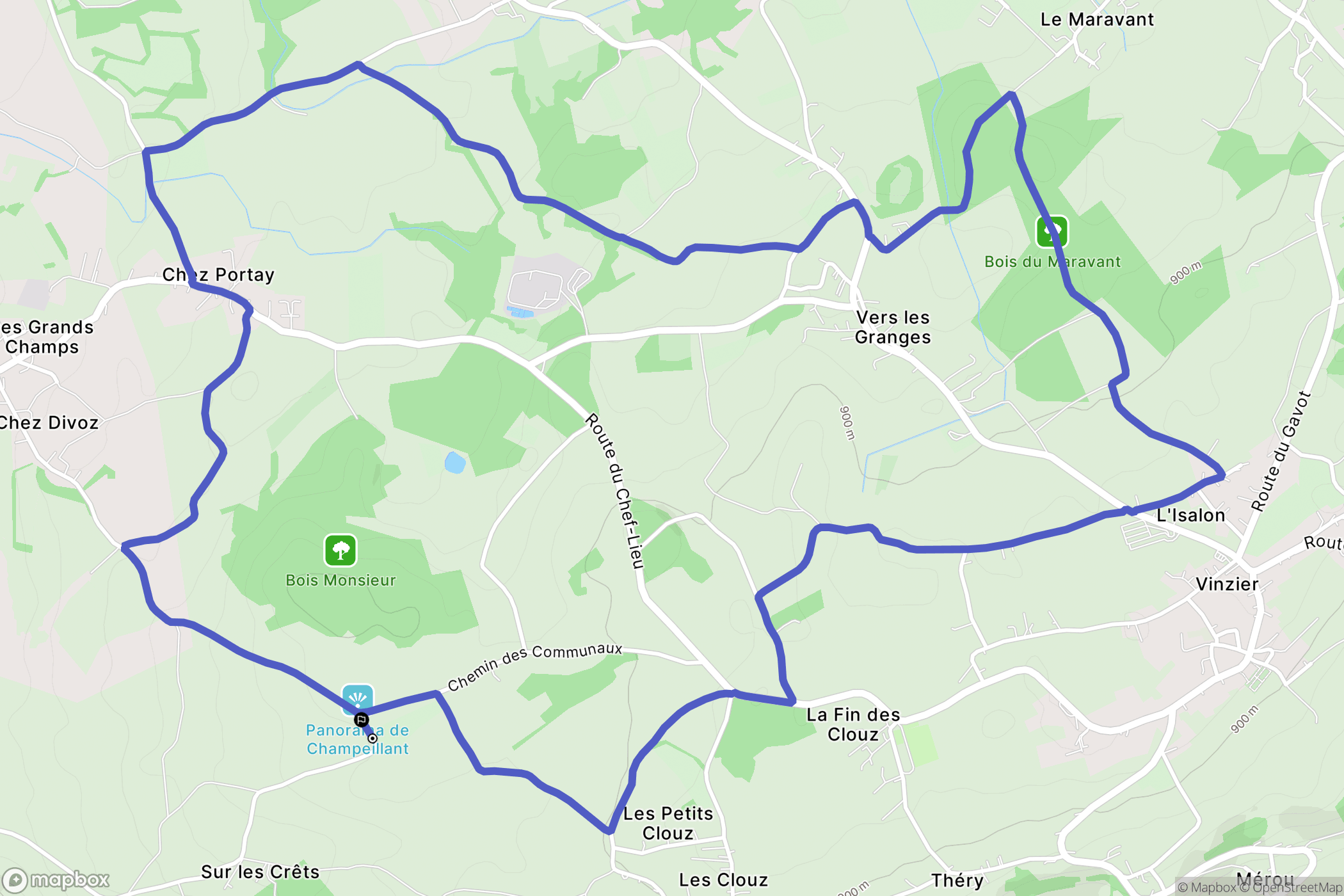 Féternes : carte du parcours de randonnée - France