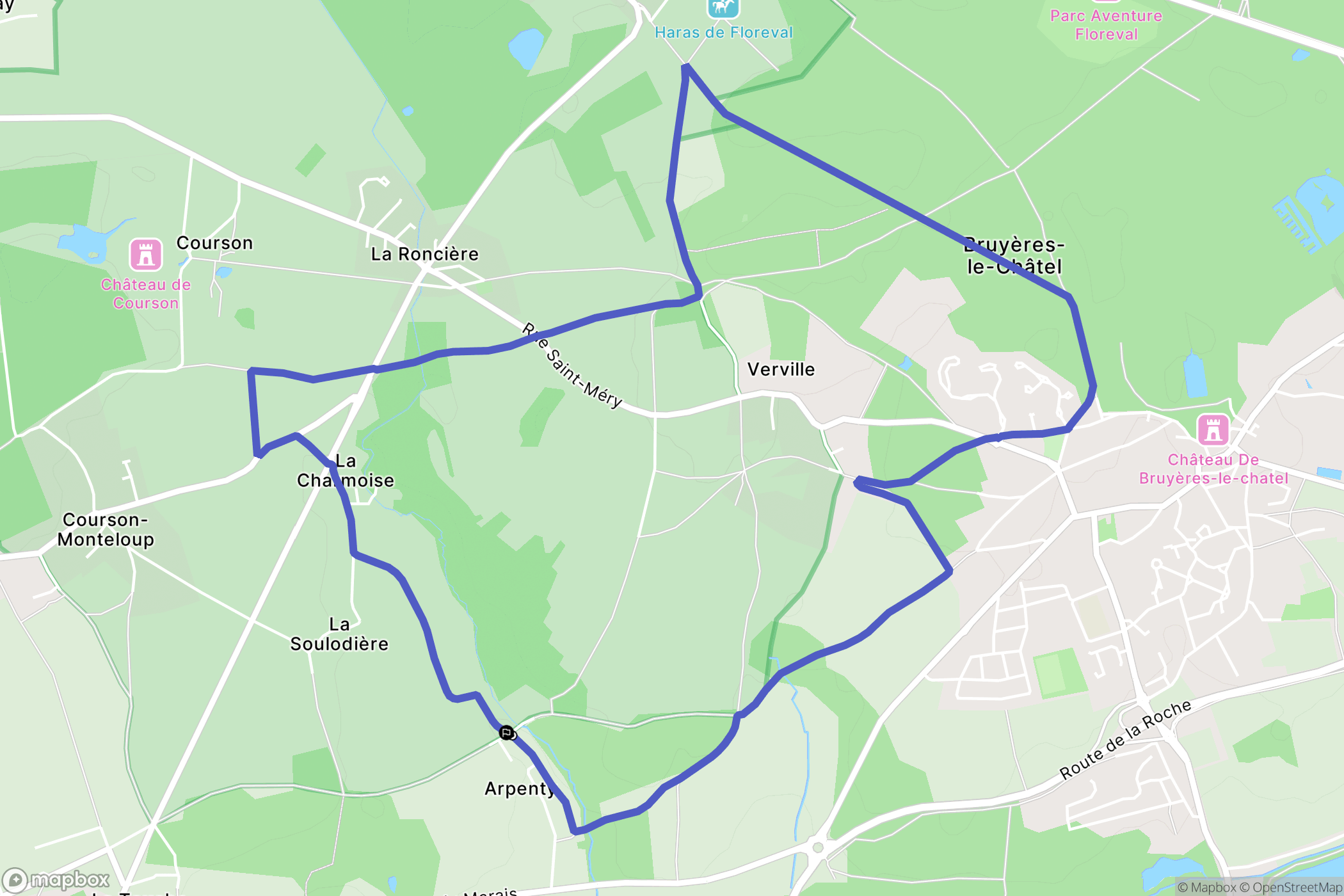 Bruyères-le-Châtel : carte du parcours de randonnée - France