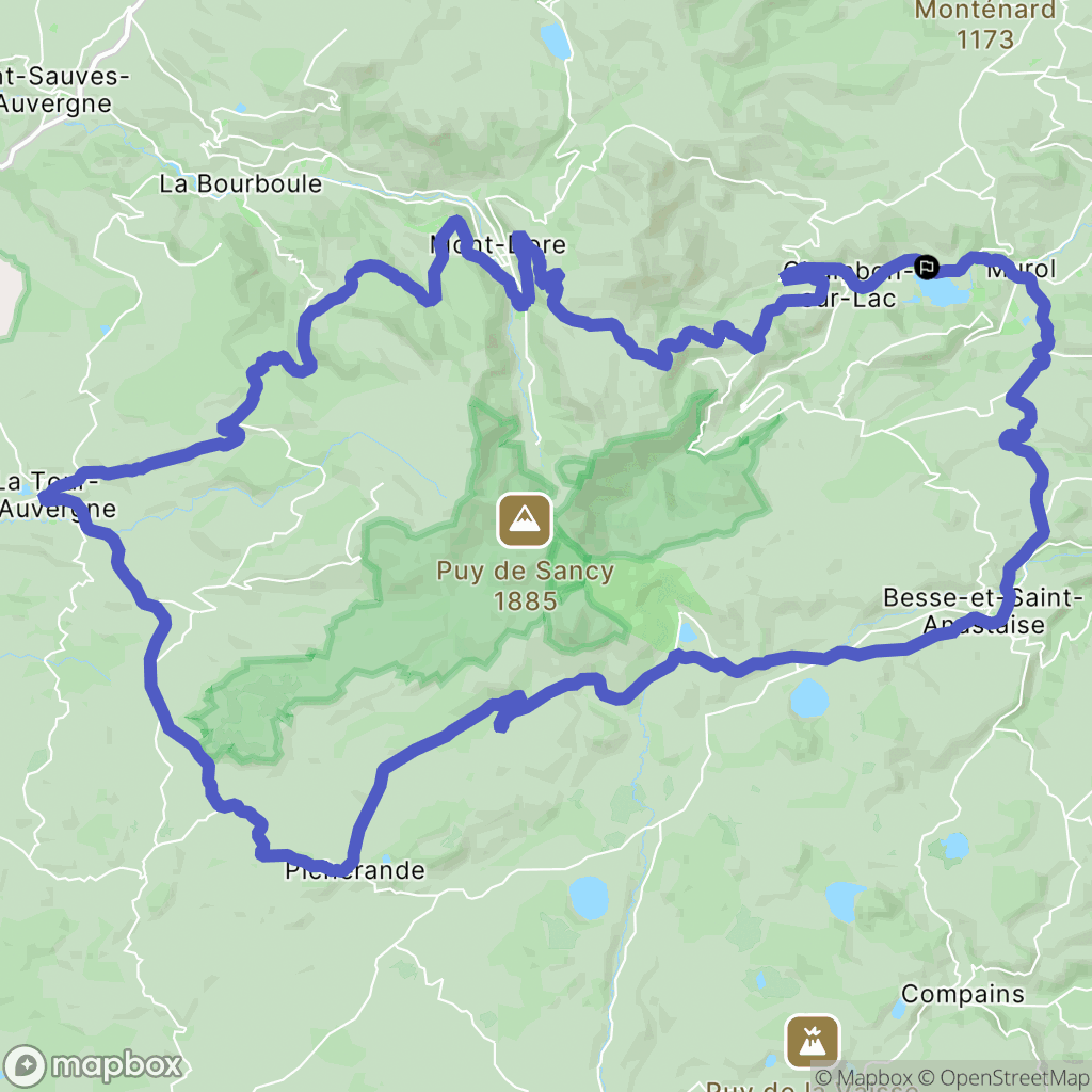 Chambon-sur-Lac : carte du parcours de randonnée - France