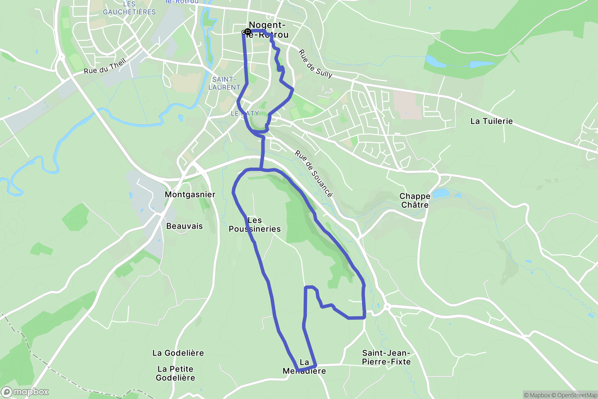 Nogent-le-Rotrou : carte du parcours de randonnée - France