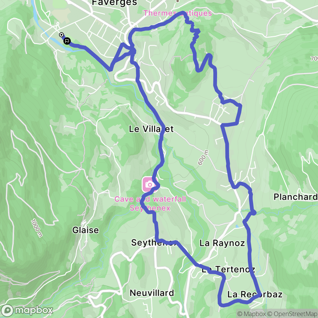 Faverges : carte du parcours de randonnée - France