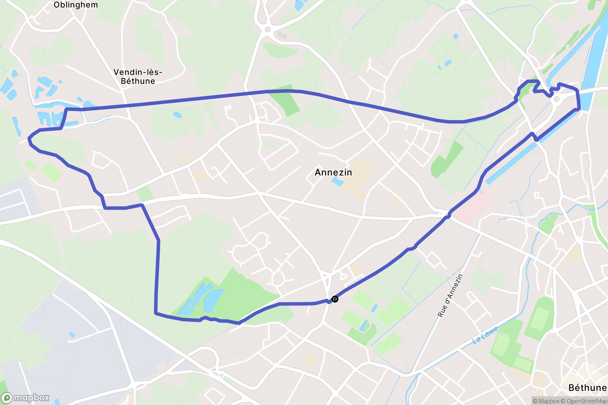 Annezin : carte du parcours de randonnée - France