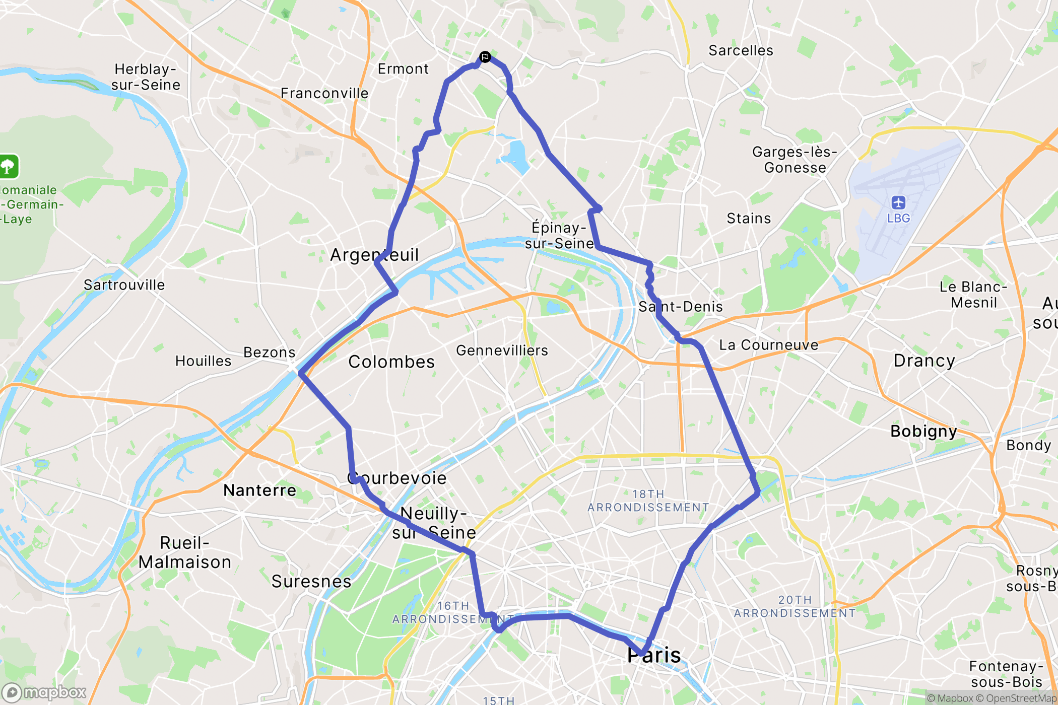 Eaubonne : carte du parcours de randonnée - France