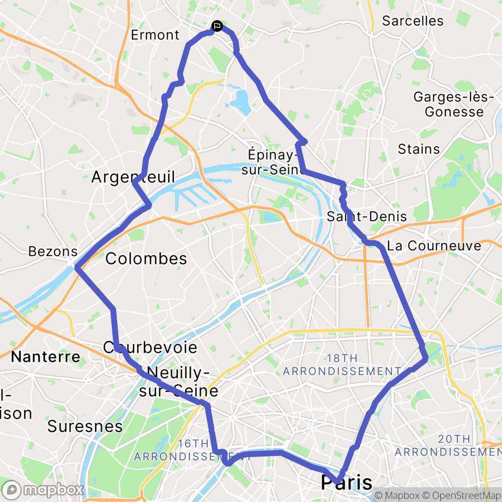Eaubonne : carte du parcours de randonnée - France