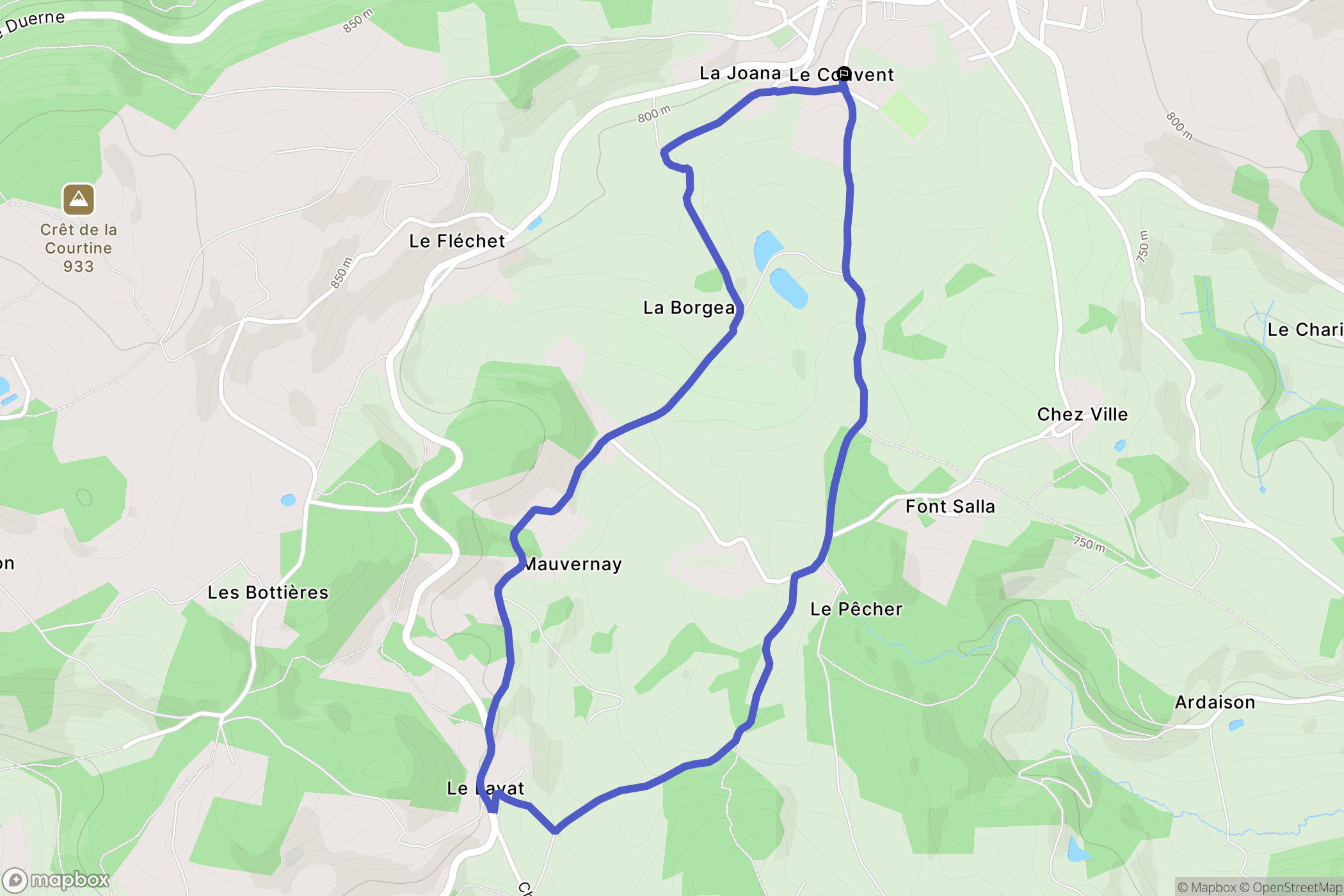 Duerne : carte du parcours de randonnée - France