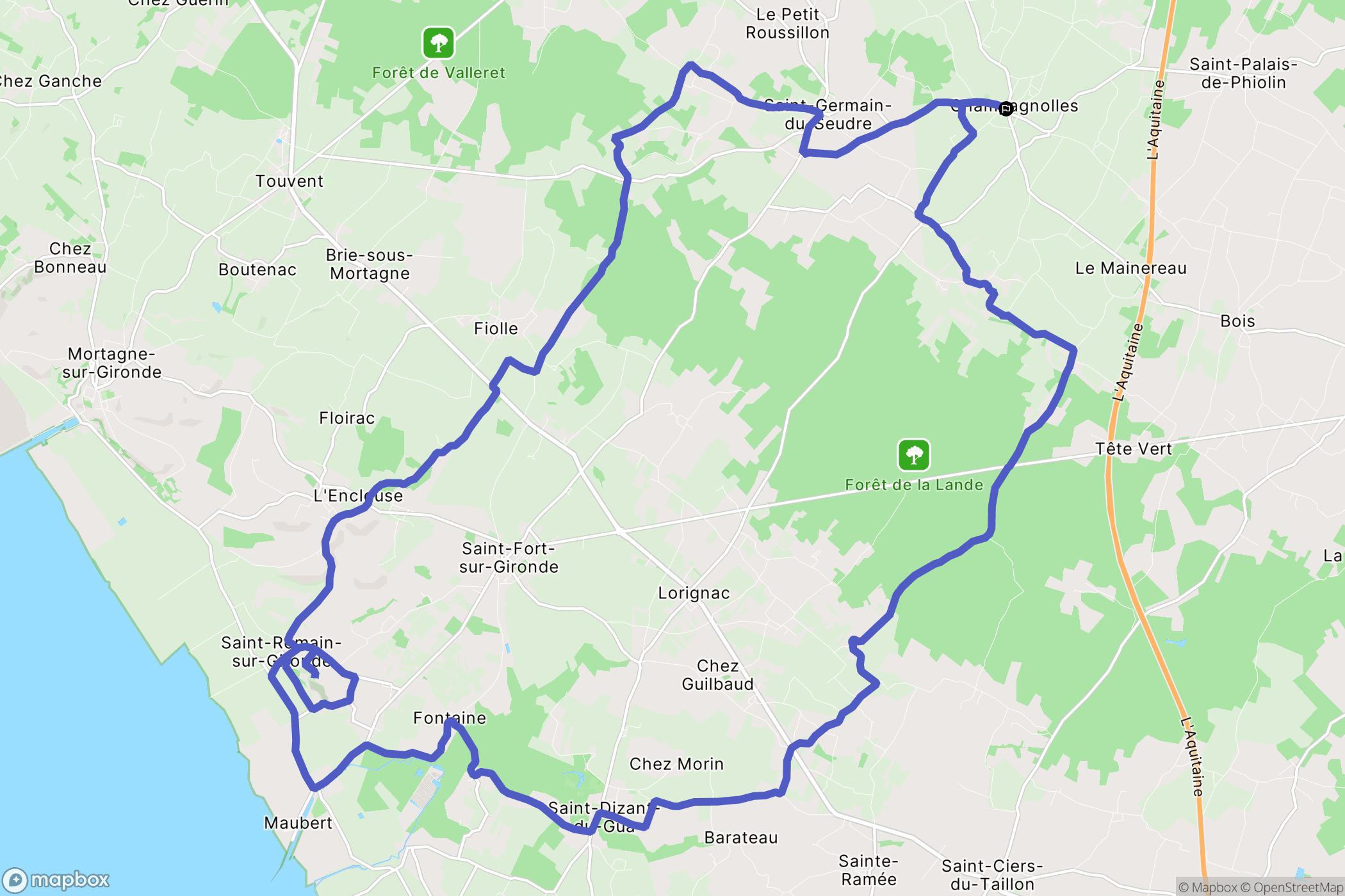 Champagnolles : carte du parcours de randonnée - France