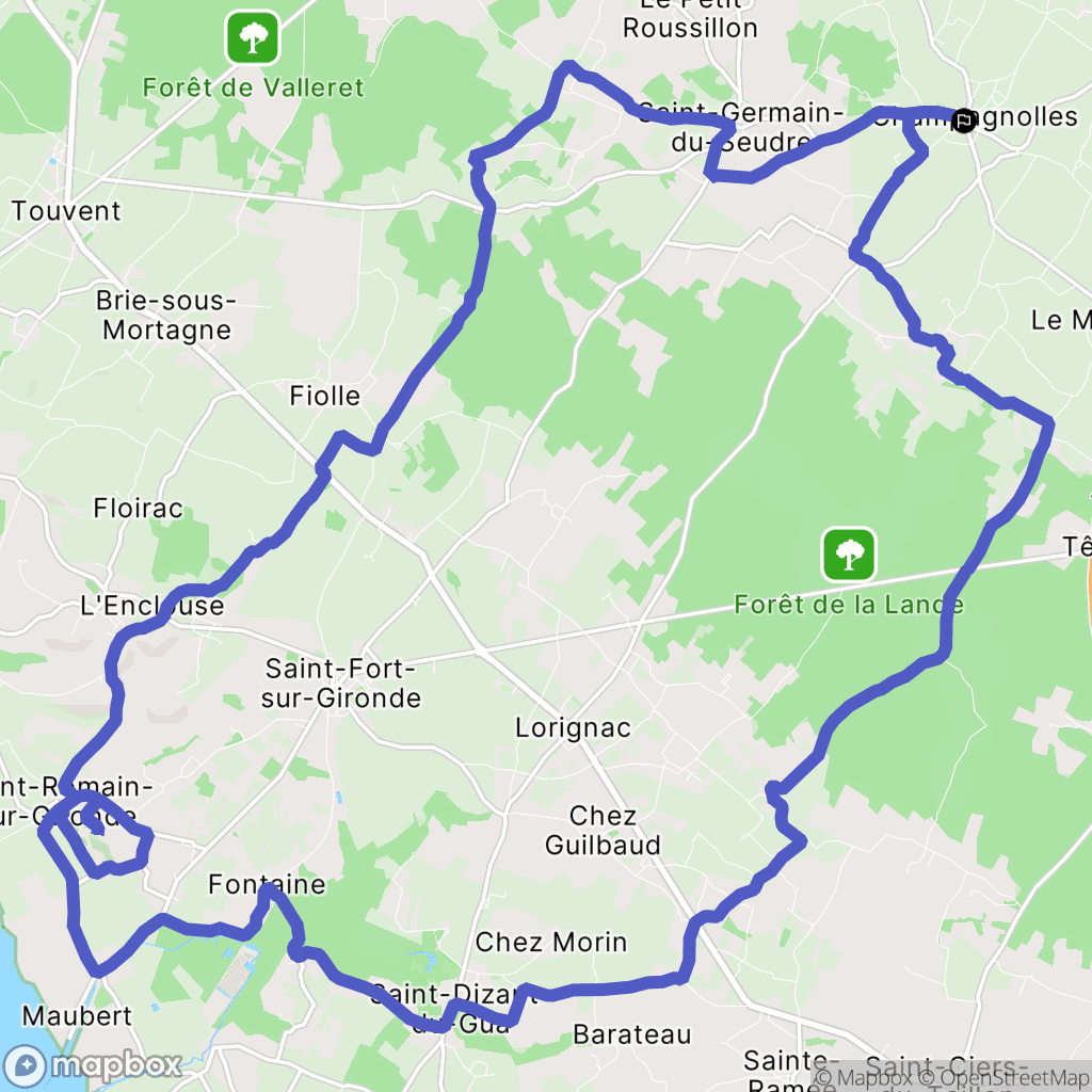 Champagnolles : carte du parcours de randonnée - France