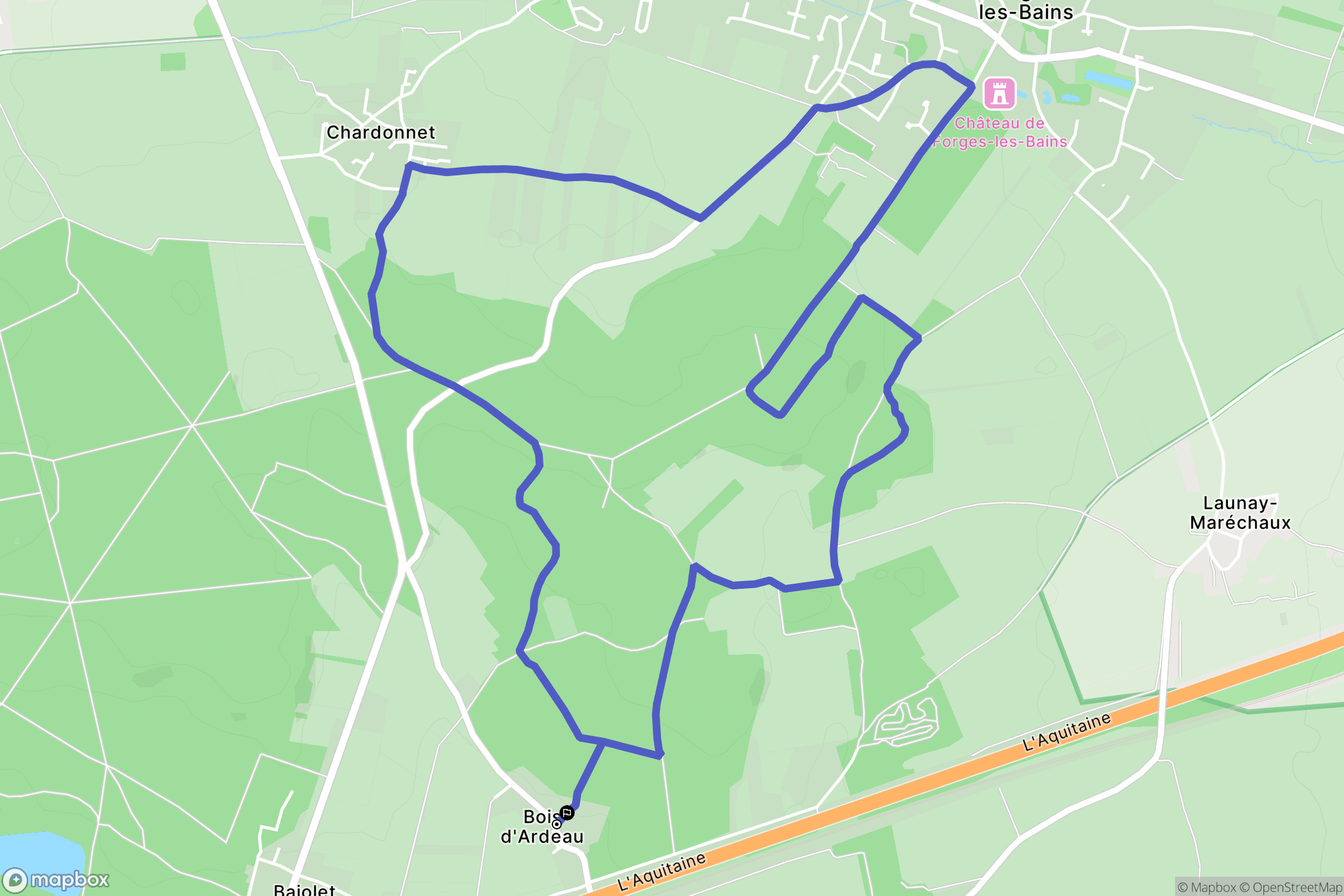 Forges-les-Bains : carte du parcours de randonnée - France