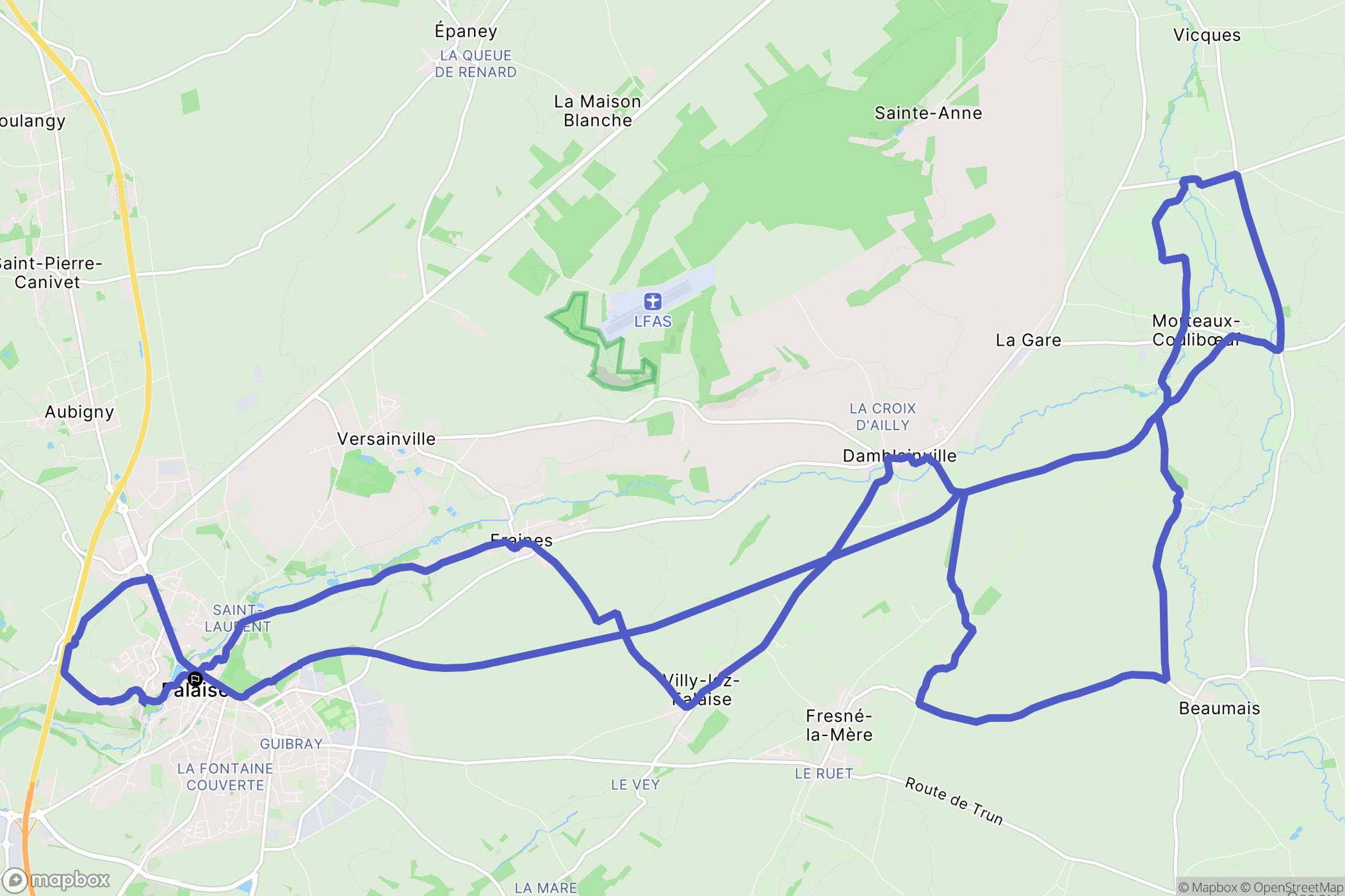 Falaise : carte du parcours de randonnée - France