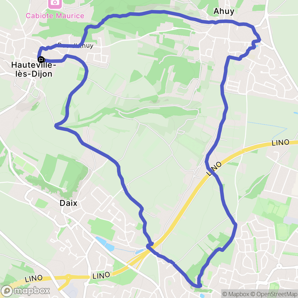 Hauteville-lès-Dijon : carte du parcours de randonnée - France