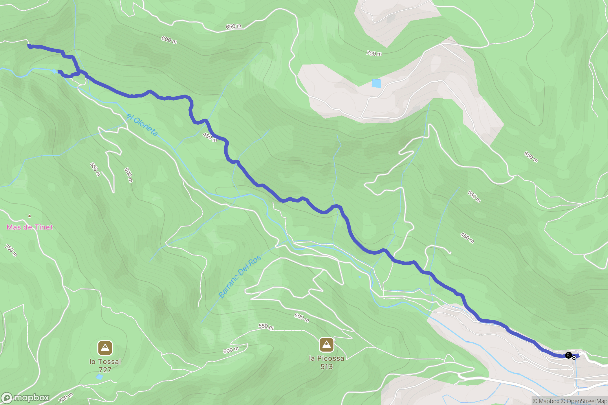 El Mas de Llaneta : carte du parcours de randonnée - Spain