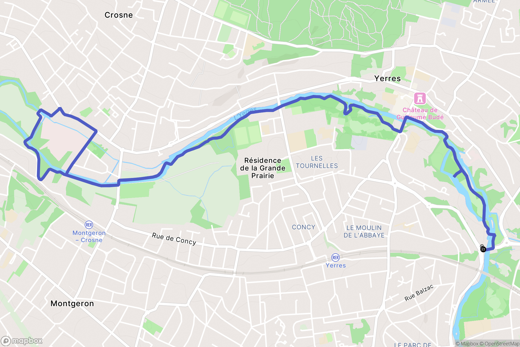 Yerres : carte du parcours de randonnée - France