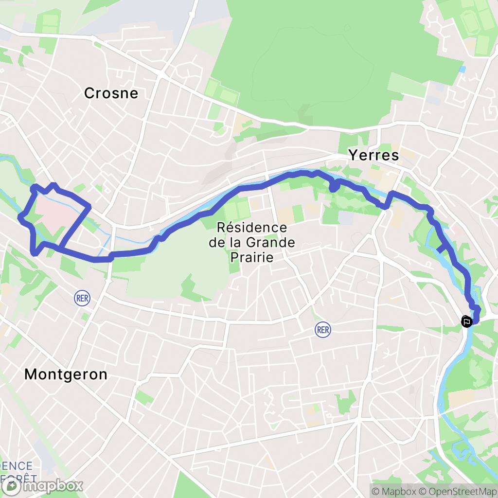 Yerres : carte du parcours de randonnée - France