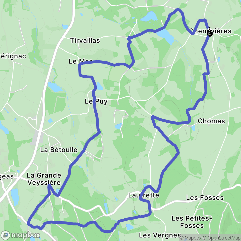Pageas : carte du parcours de randonnée - France