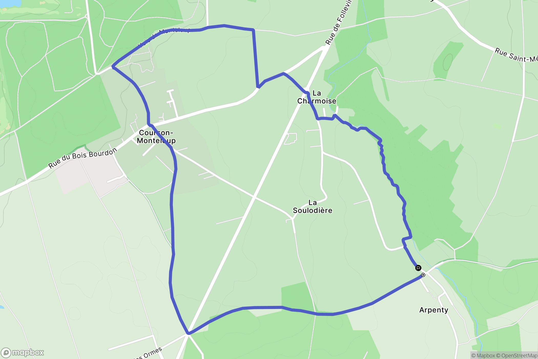 Bruyères-le-Châtel : carte du parcours de randonnée - France