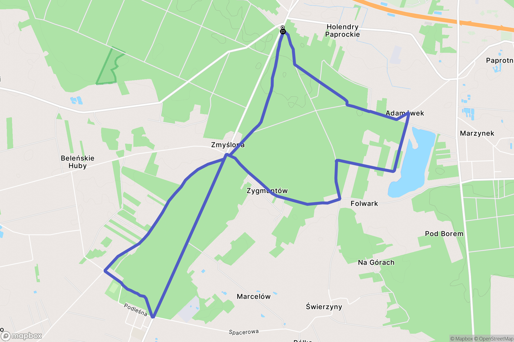 Poręby: mapa trasy - Poland