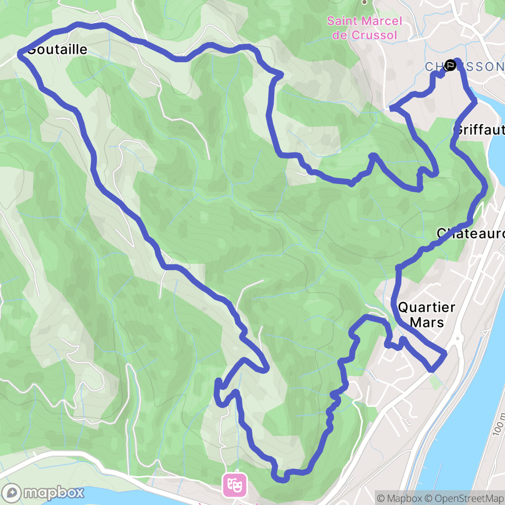 Saint-Georges-les-Bains : carte du parcours de randonnée - France