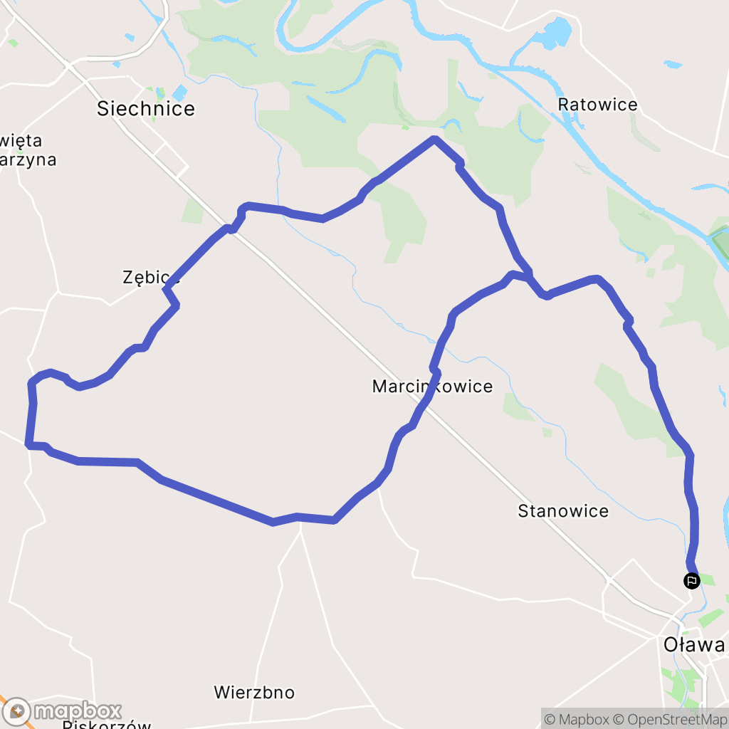 Oława: mapa trasy - Poland