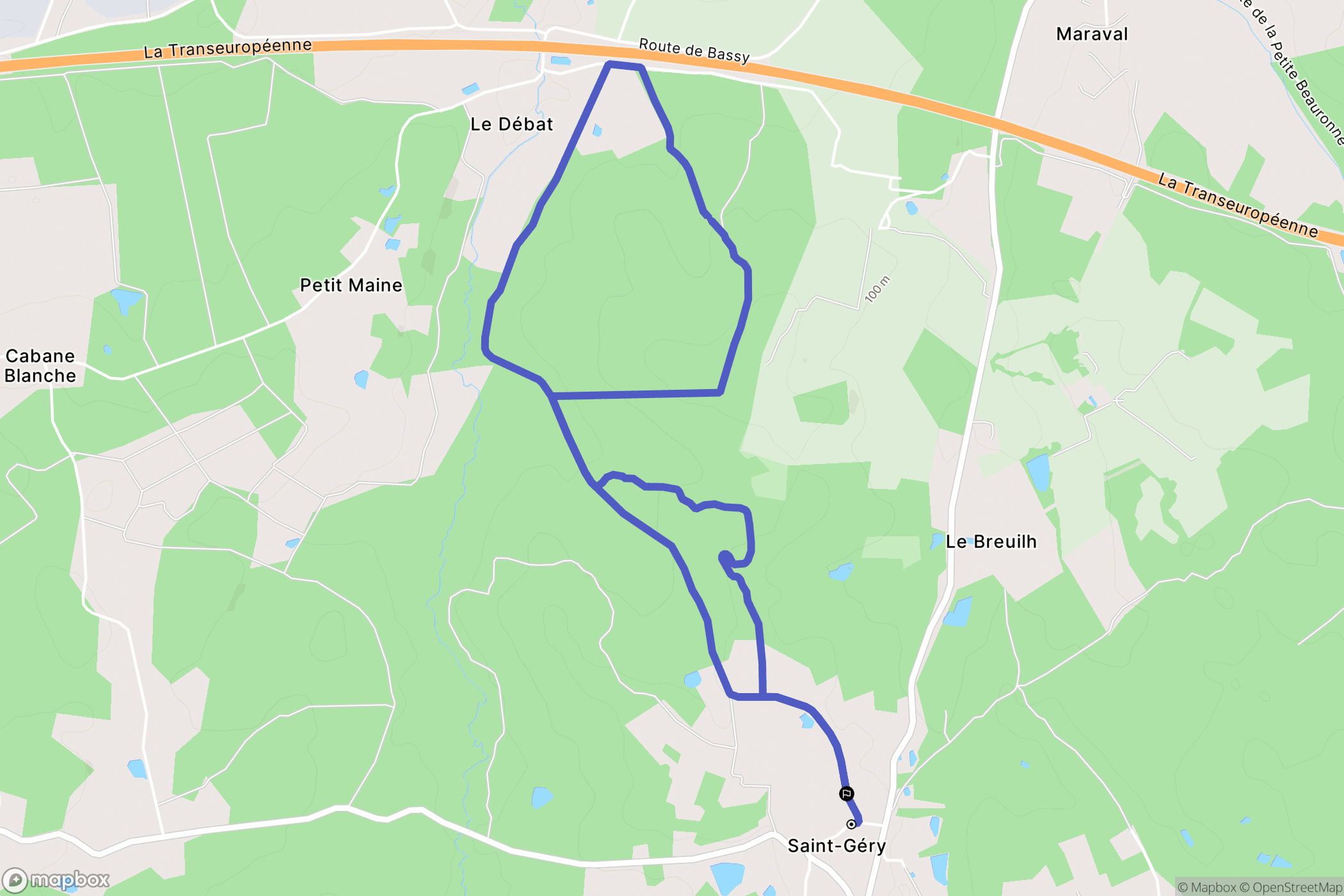 Saint-Géry : carte du parcours de randonnée - France