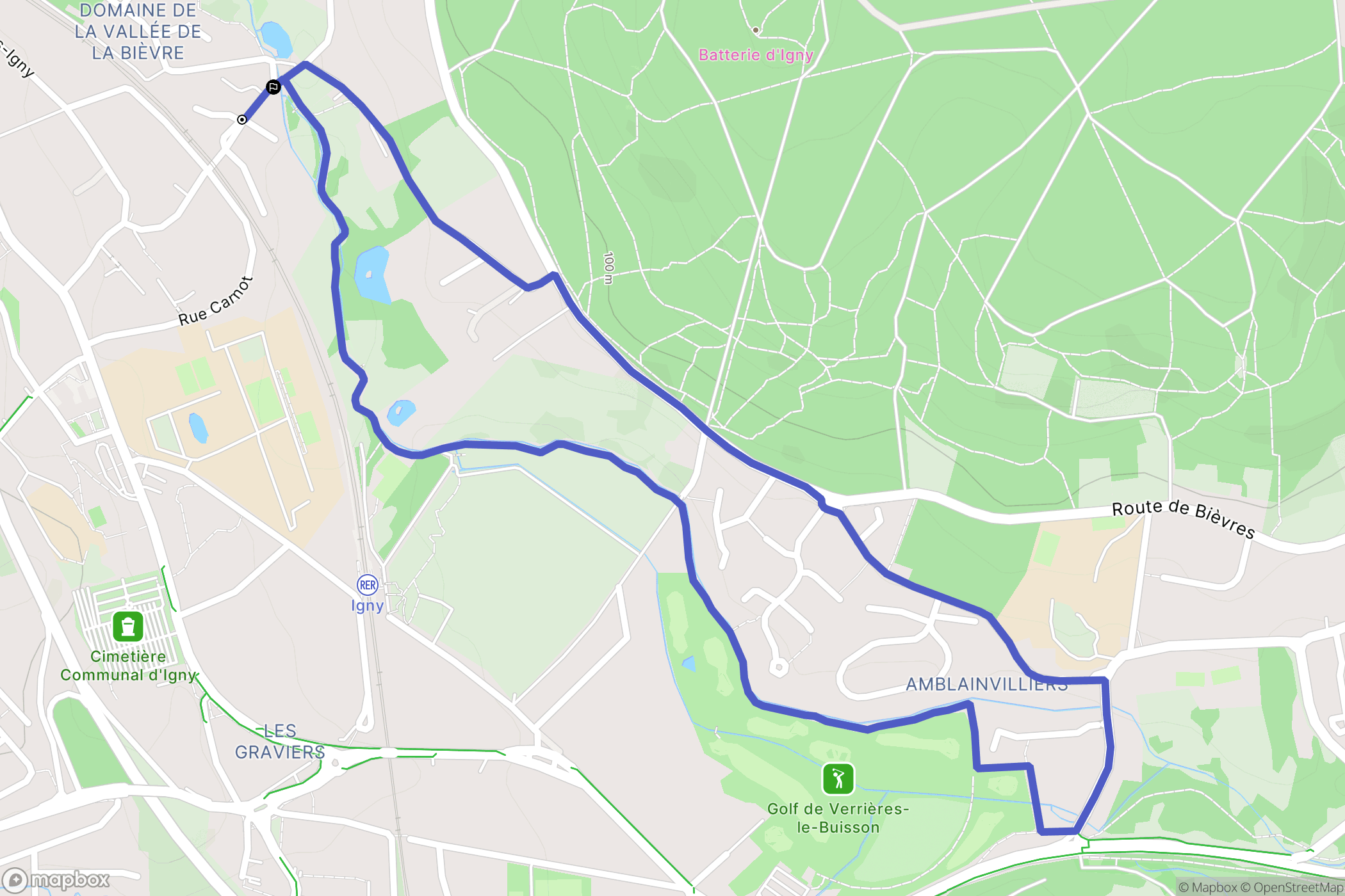 Verrières-le-Buisson : carte du parcours de randonnée - France