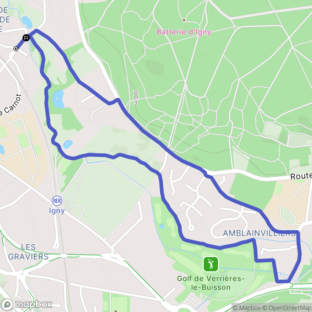 Verrières-le-Buisson : carte du parcours de randonnée - France