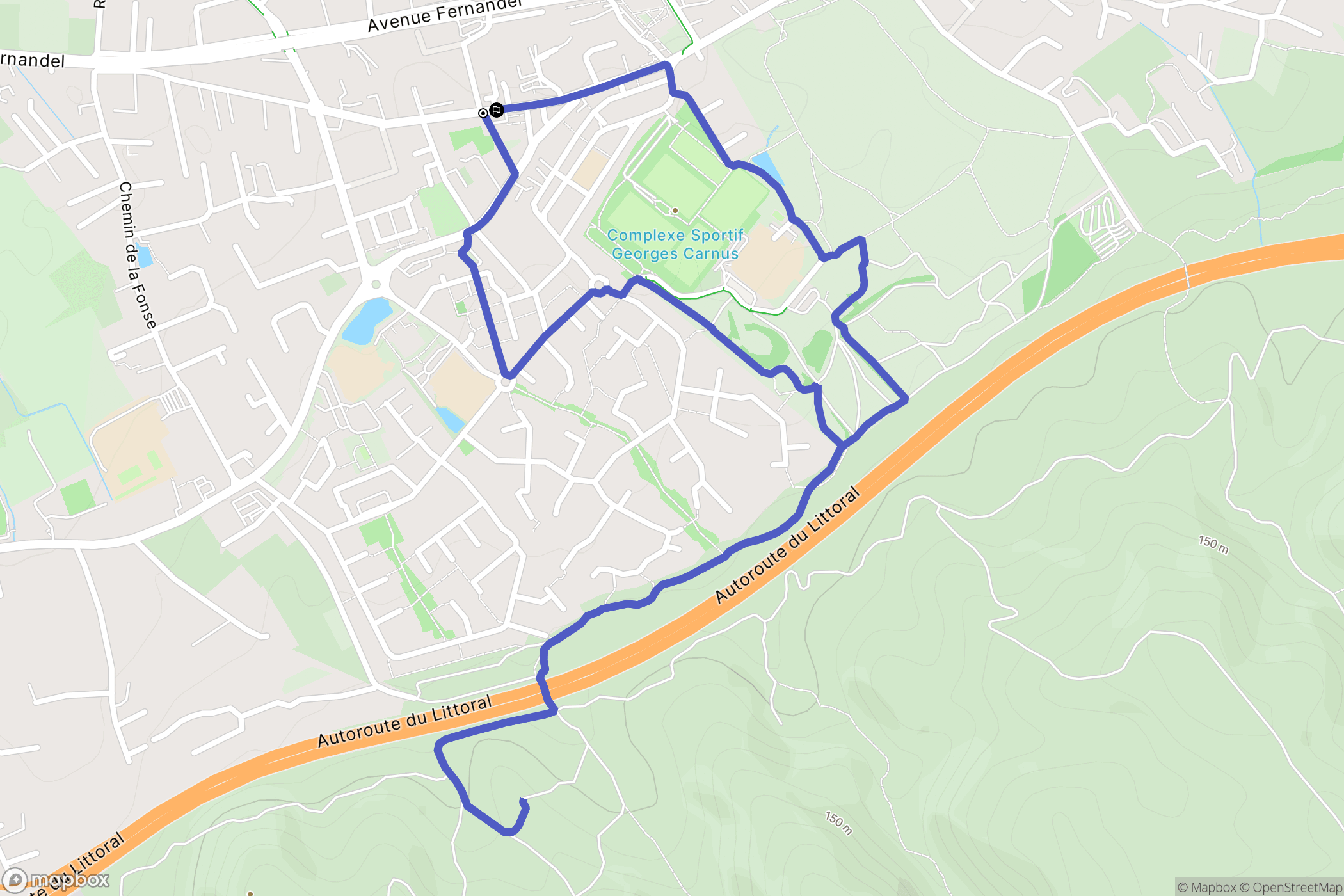 Gignac-la-Nerthe : carte du parcours de randonnée - France
