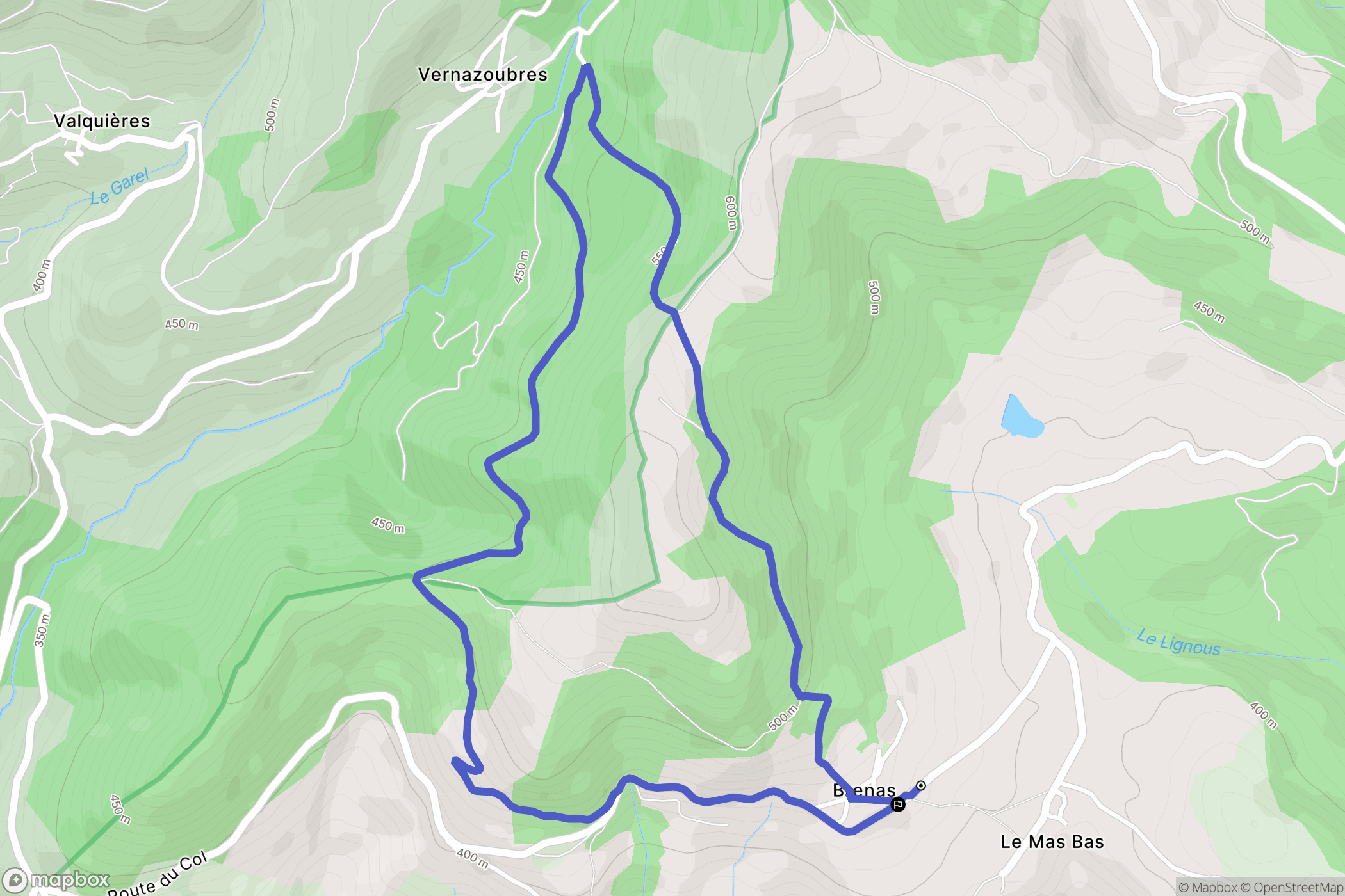 Brenas : carte du parcours de randonnée - France