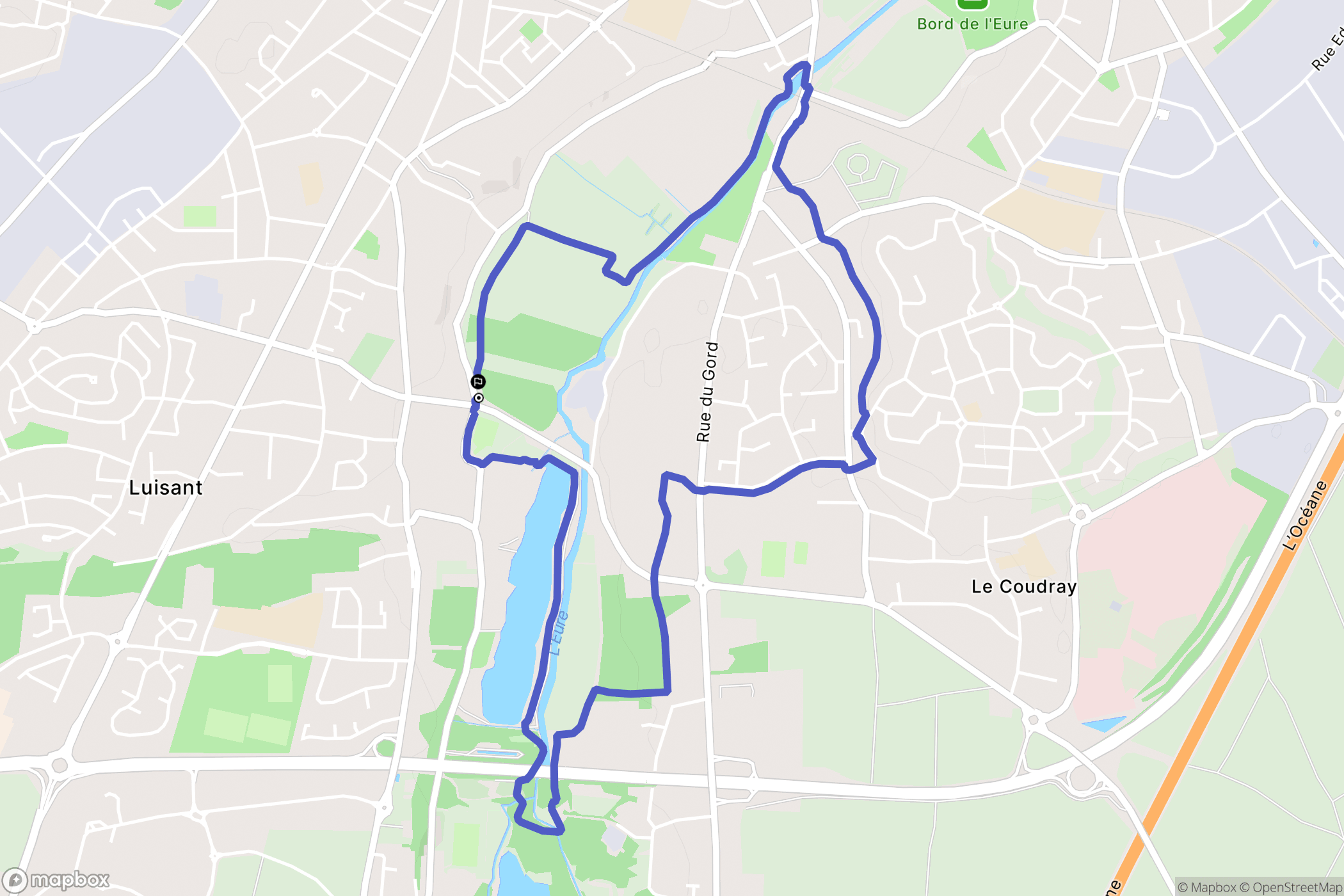 Luisant : carte du parcours de randonnée - France