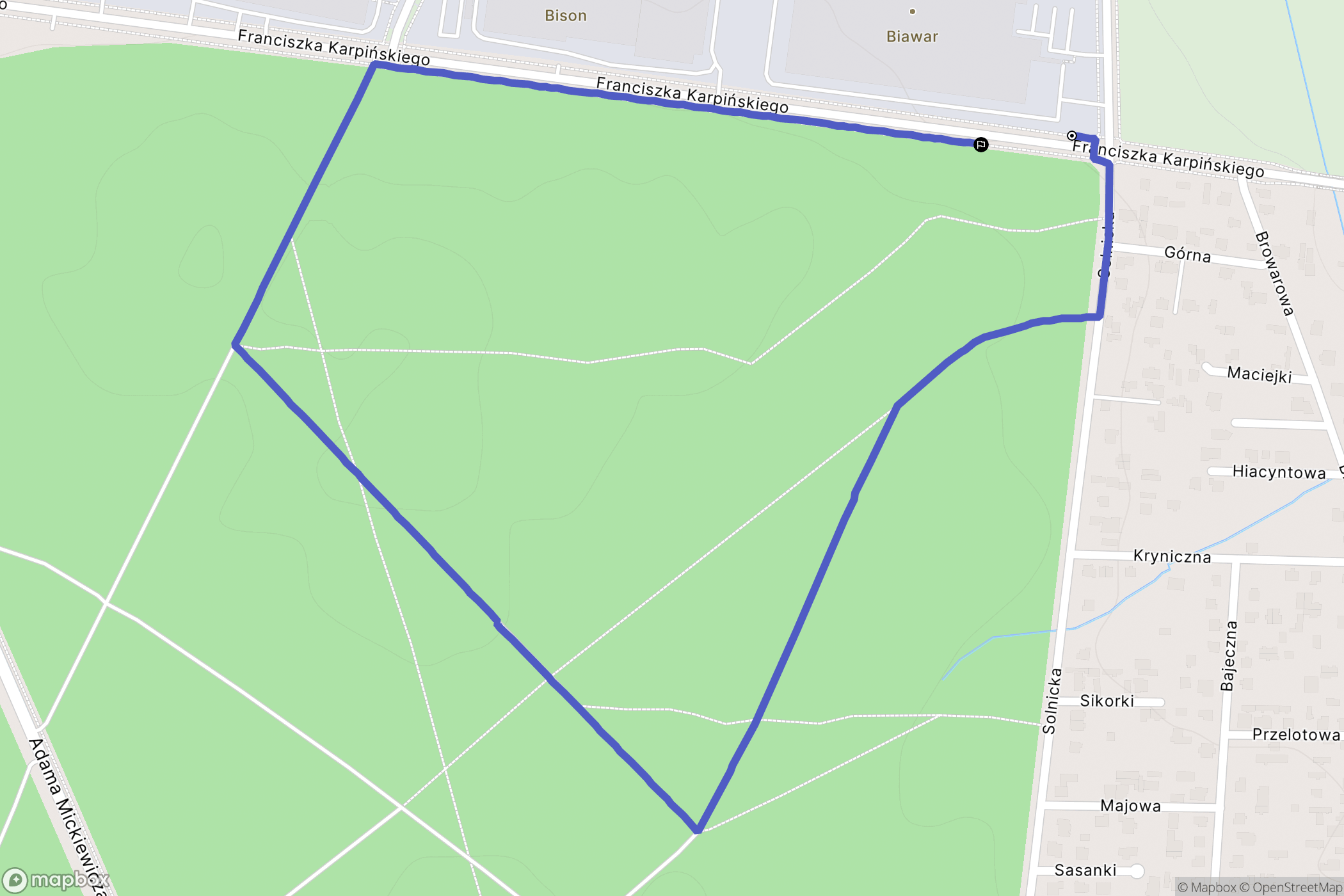 Białystok: mapa trasy - Poland