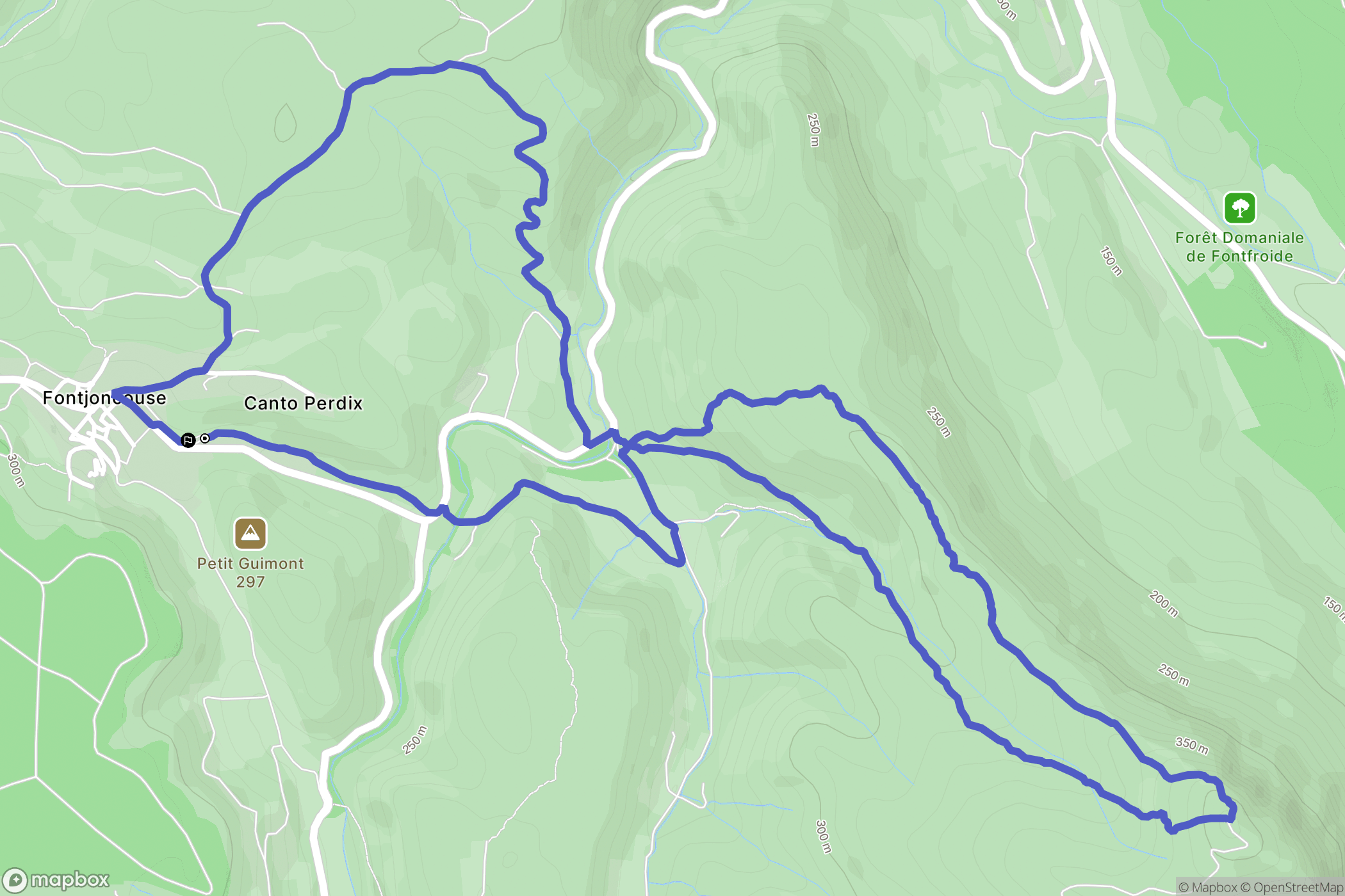Fontjoncouse : carte du parcours de randonnée - France