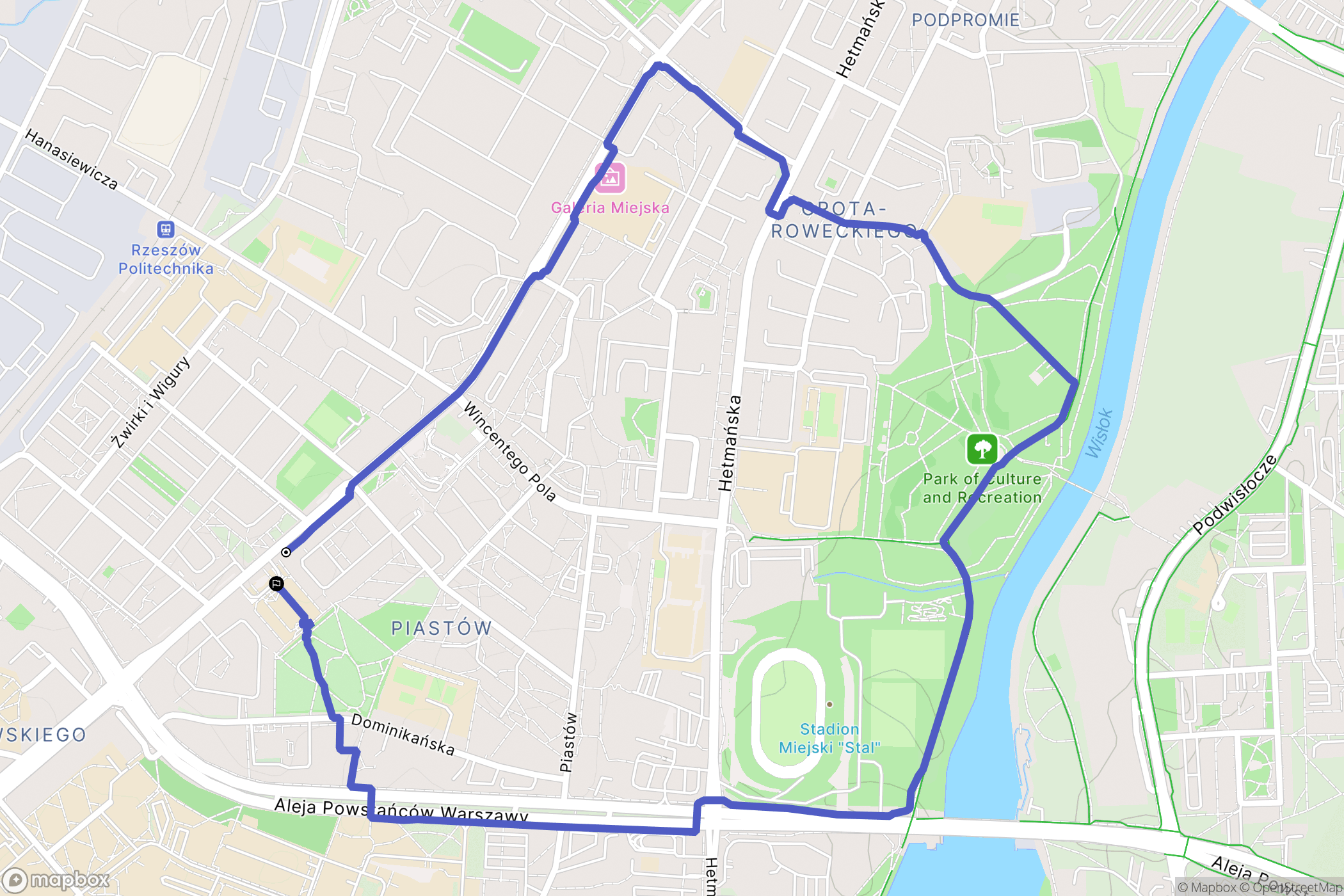 Rzeszów: mapa trasy - Poland