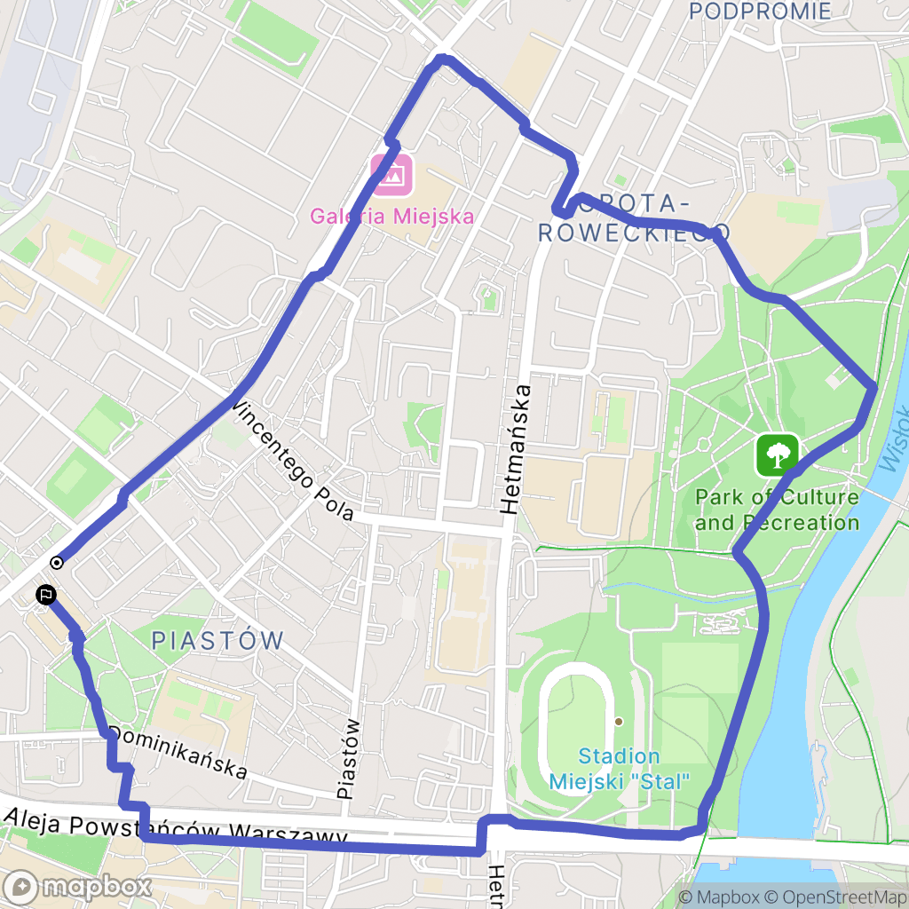 Rzeszów: mapa trasy - Poland