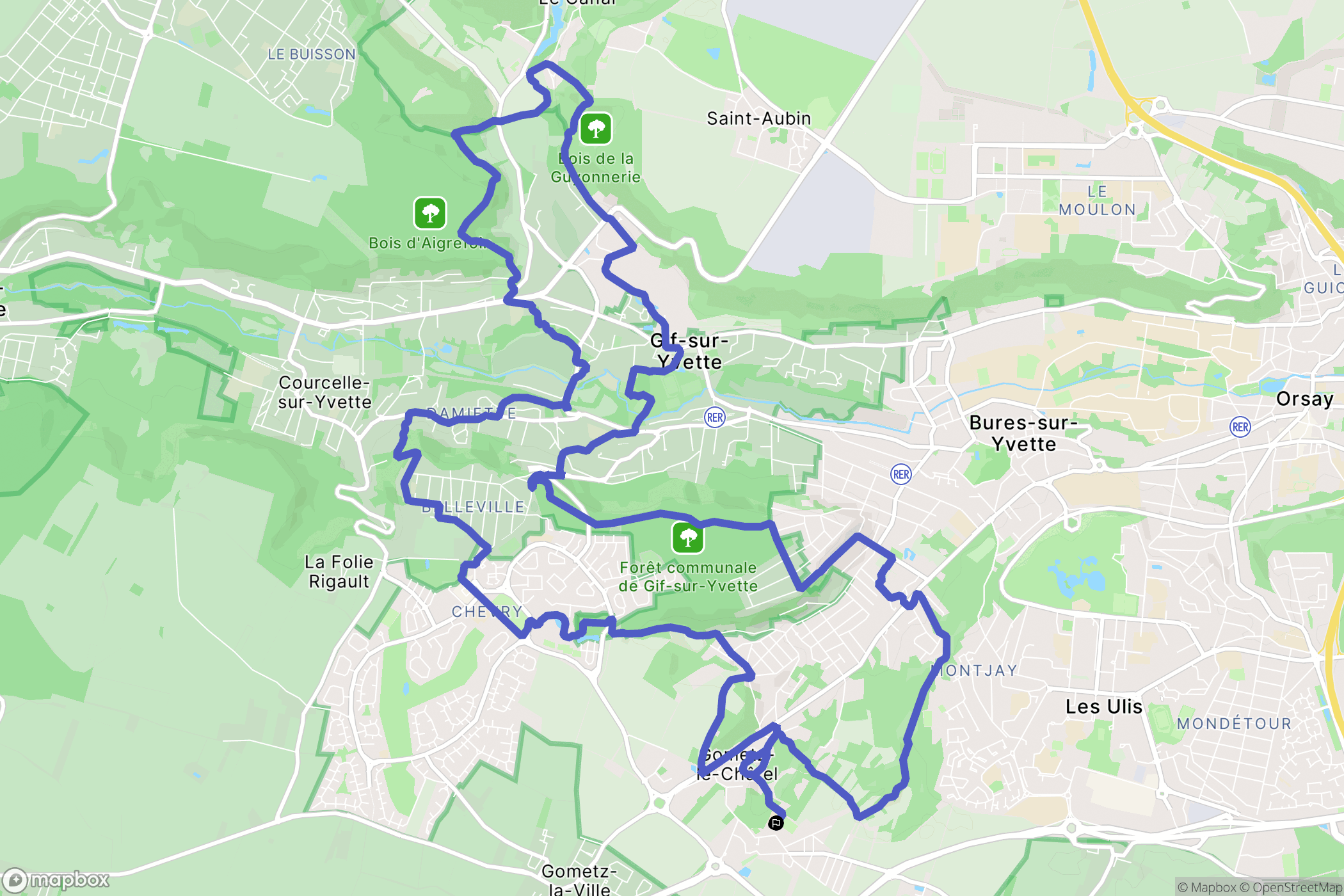 Gometz-le-Châtel : carte du parcours de randonnée - France