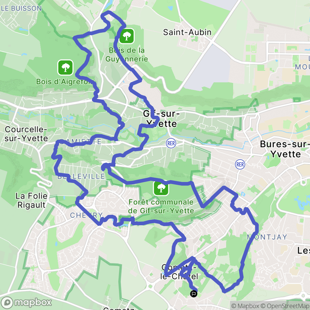 Gometz-le-Châtel : carte du parcours de randonnée - France