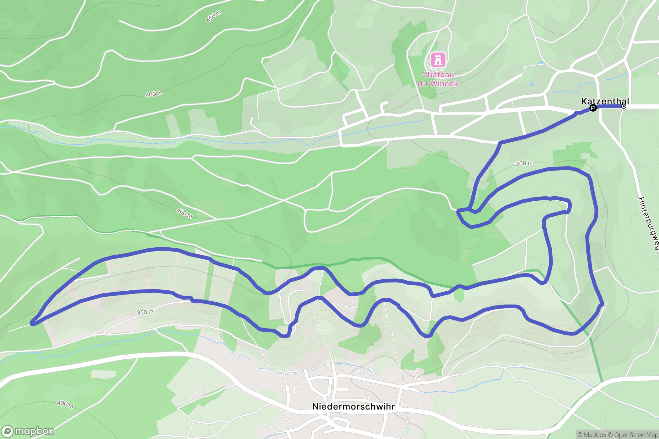 Katzenthal : carte du parcours de randonnée - France