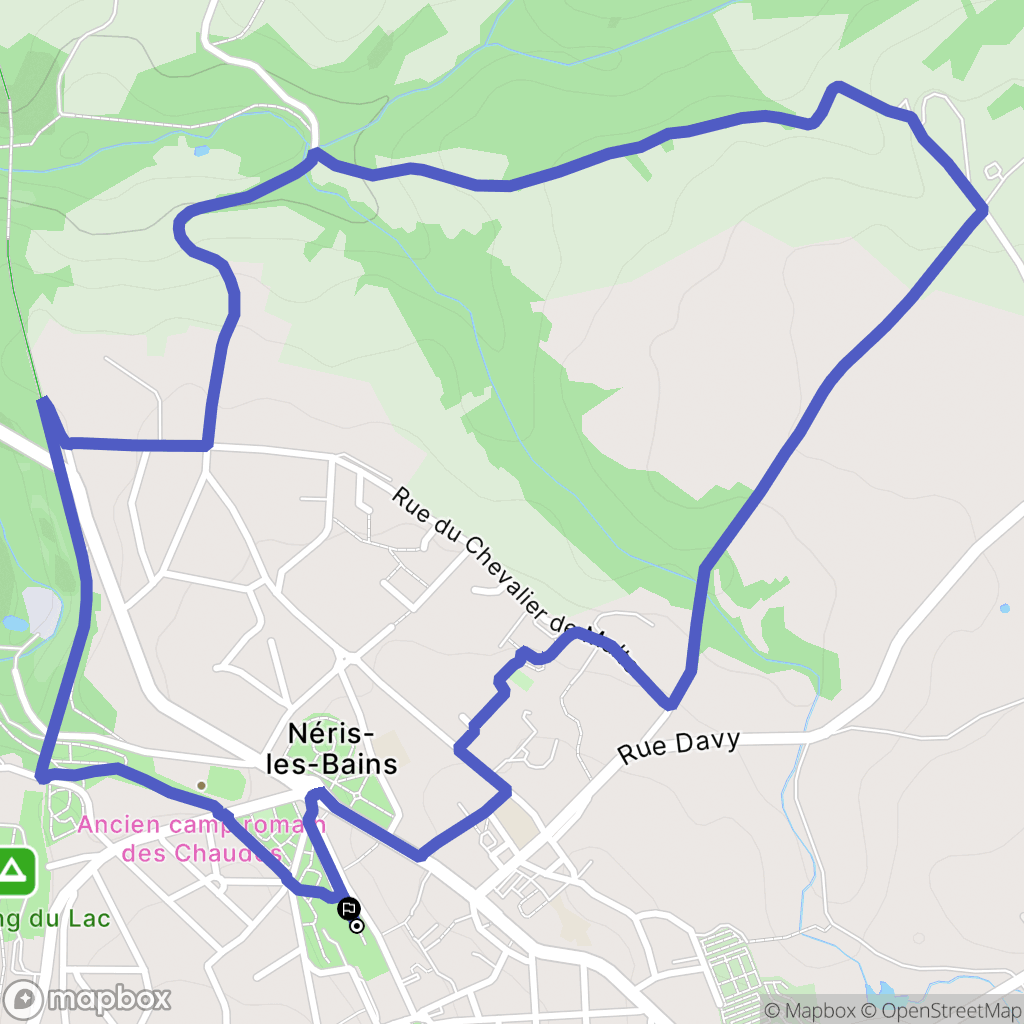 Néris-les-Bains : carte du parcours de randonnée - France
