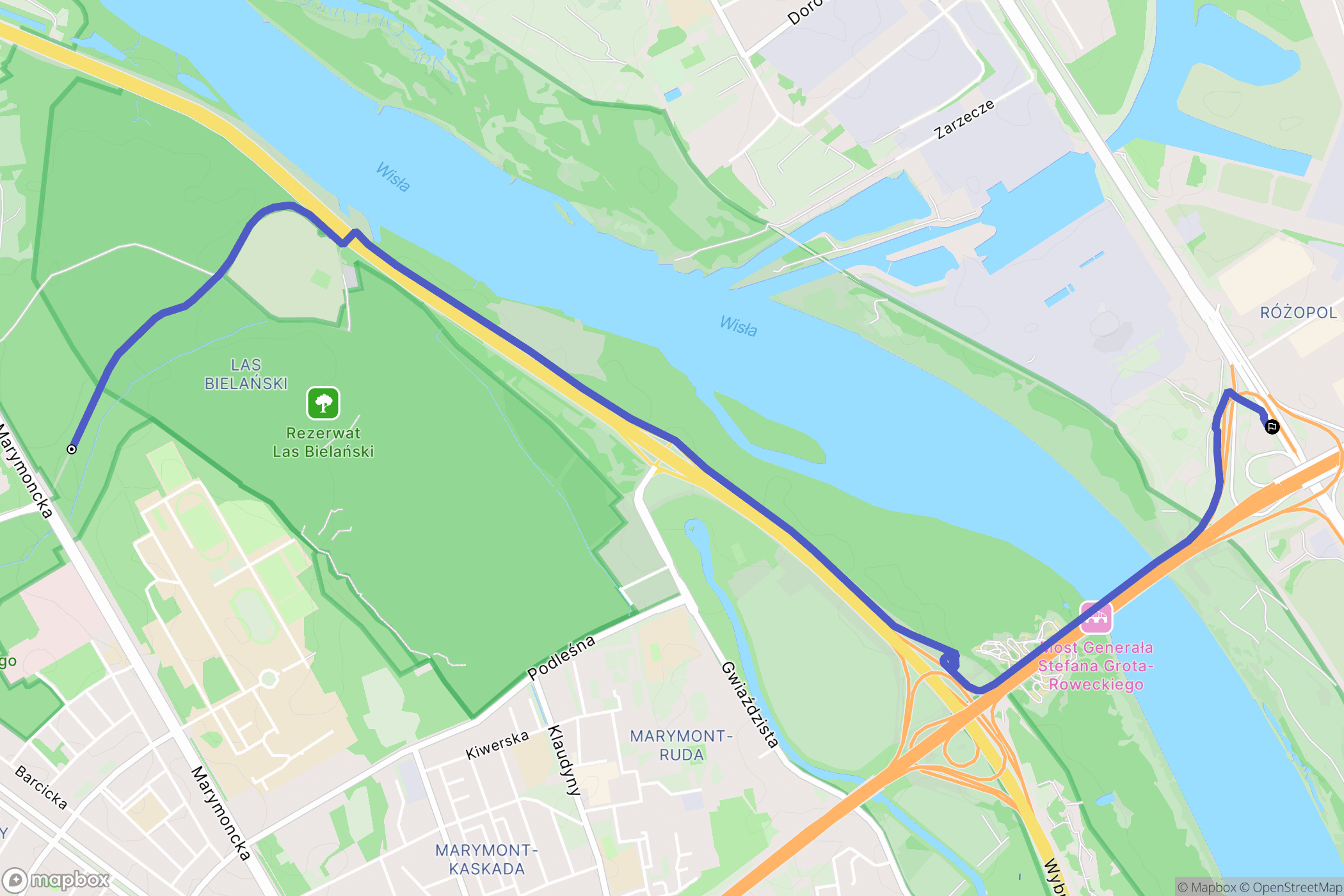 Warszawa: mapa trasy - Poland