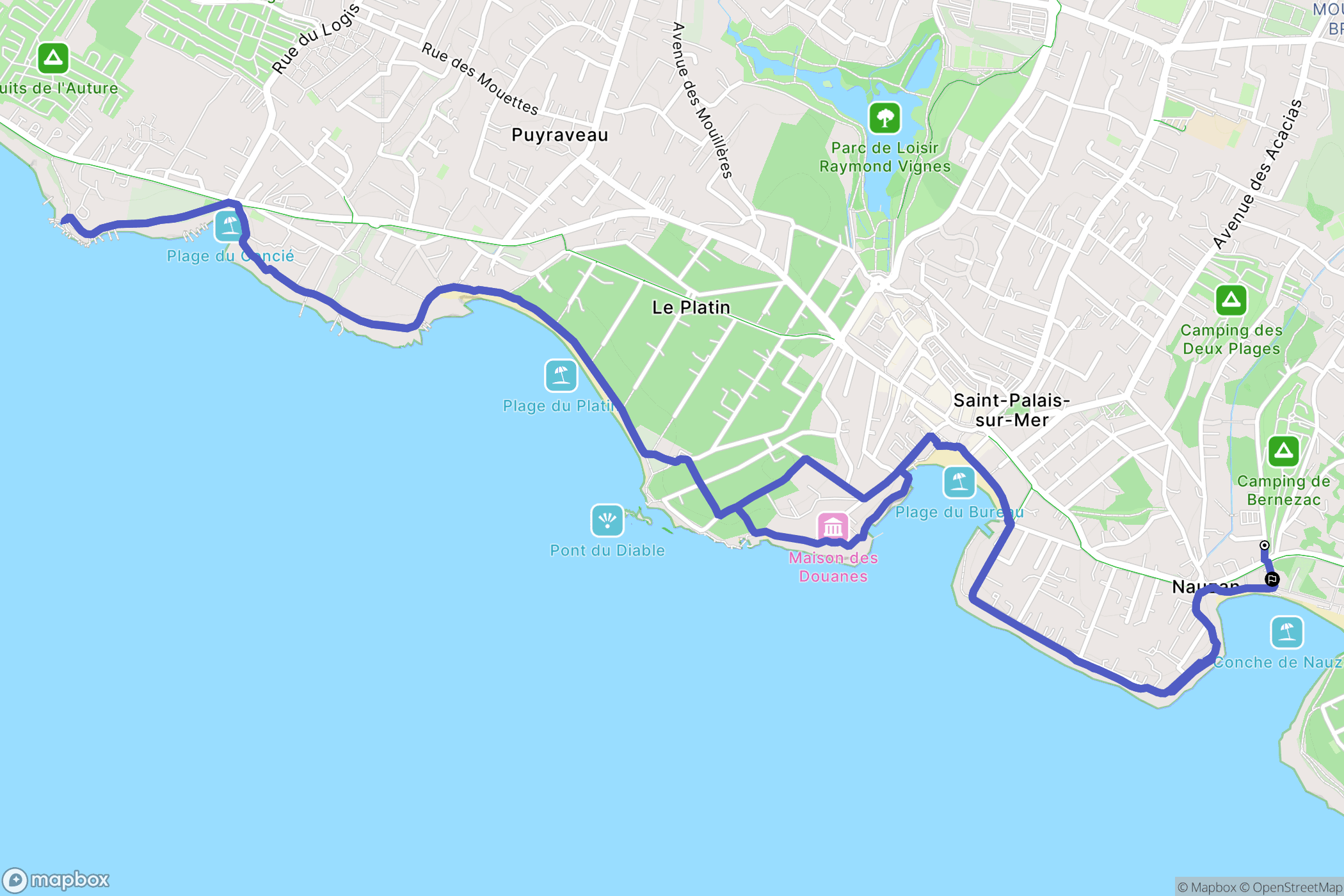 Saint-Palais-sur-Mer : carte du parcours de randonnée - France