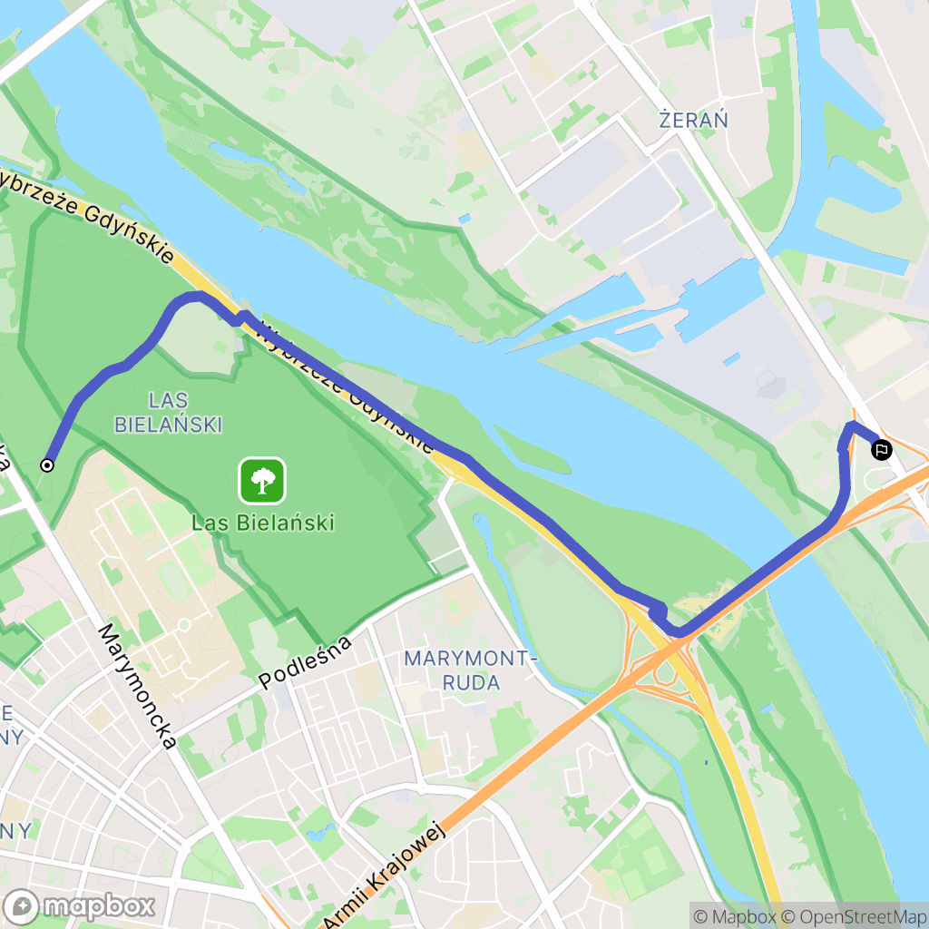 Warszawa: mapa trasy - Poland