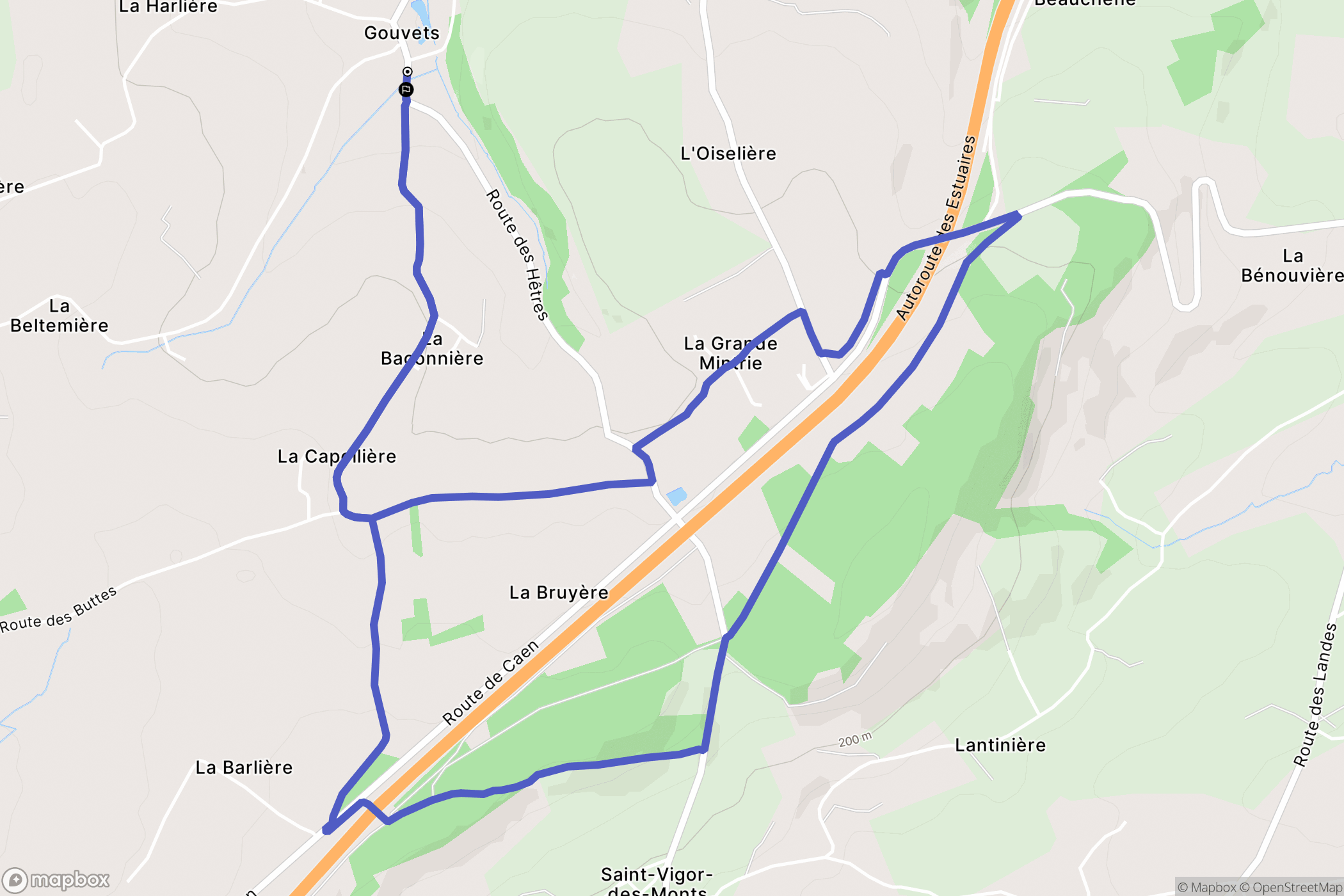 Gouvets : carte du parcours de randonnée - France
