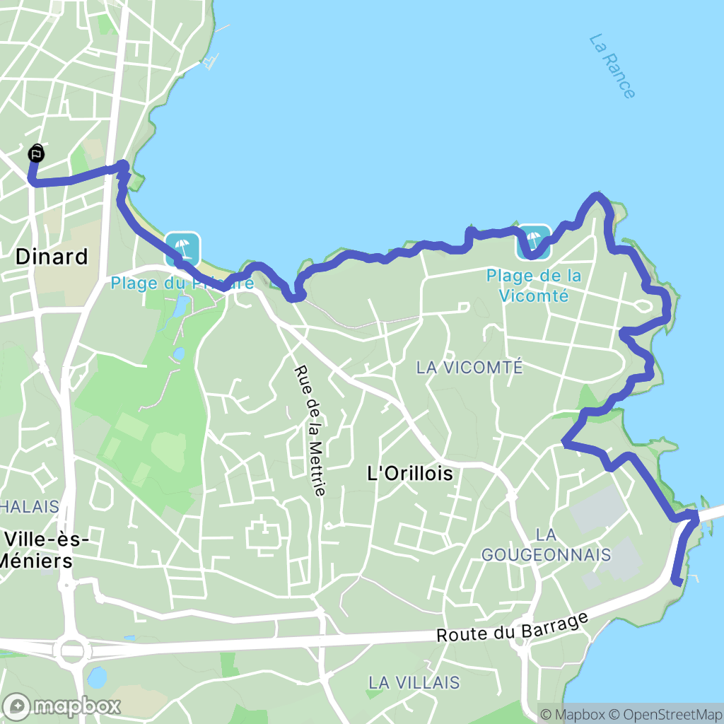 Dinard : carte du parcours de randonnée - France