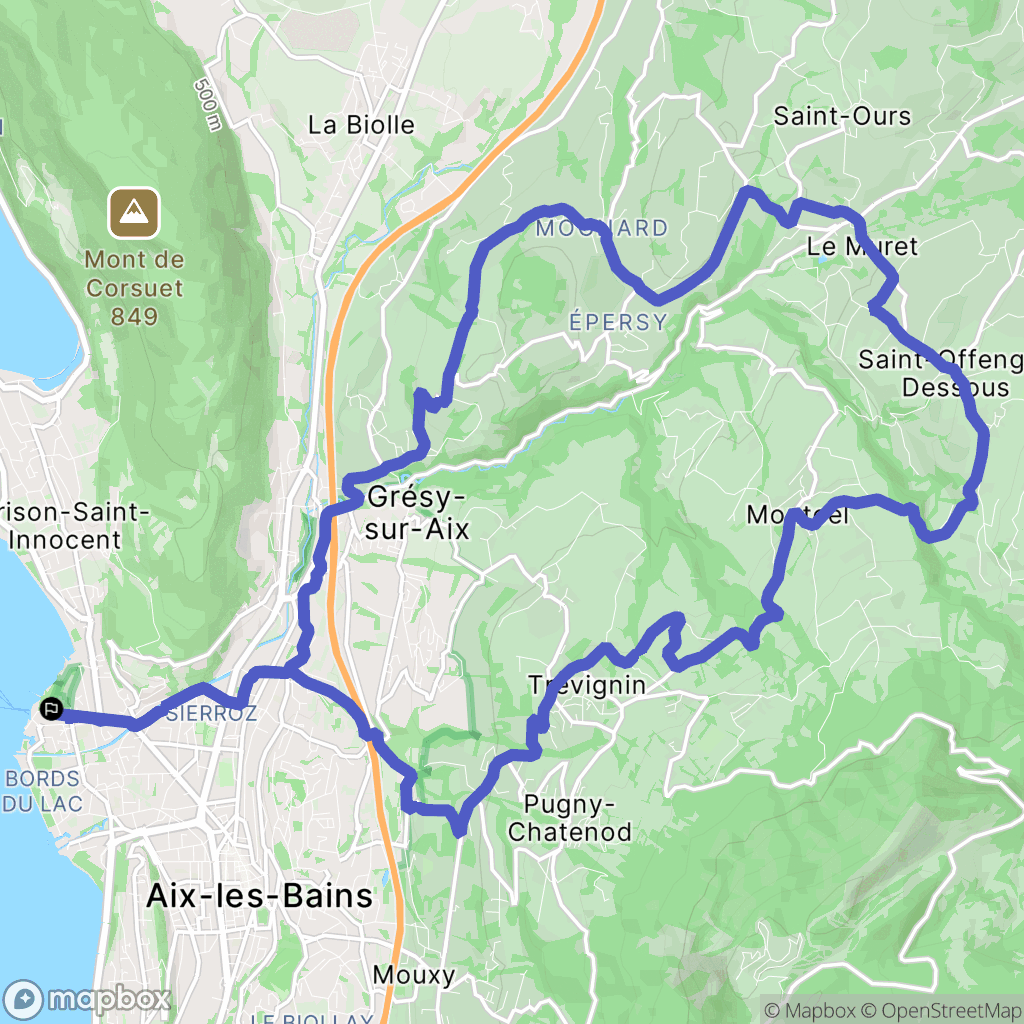 Aix-les-Bains : carte du parcours de randonnée - France