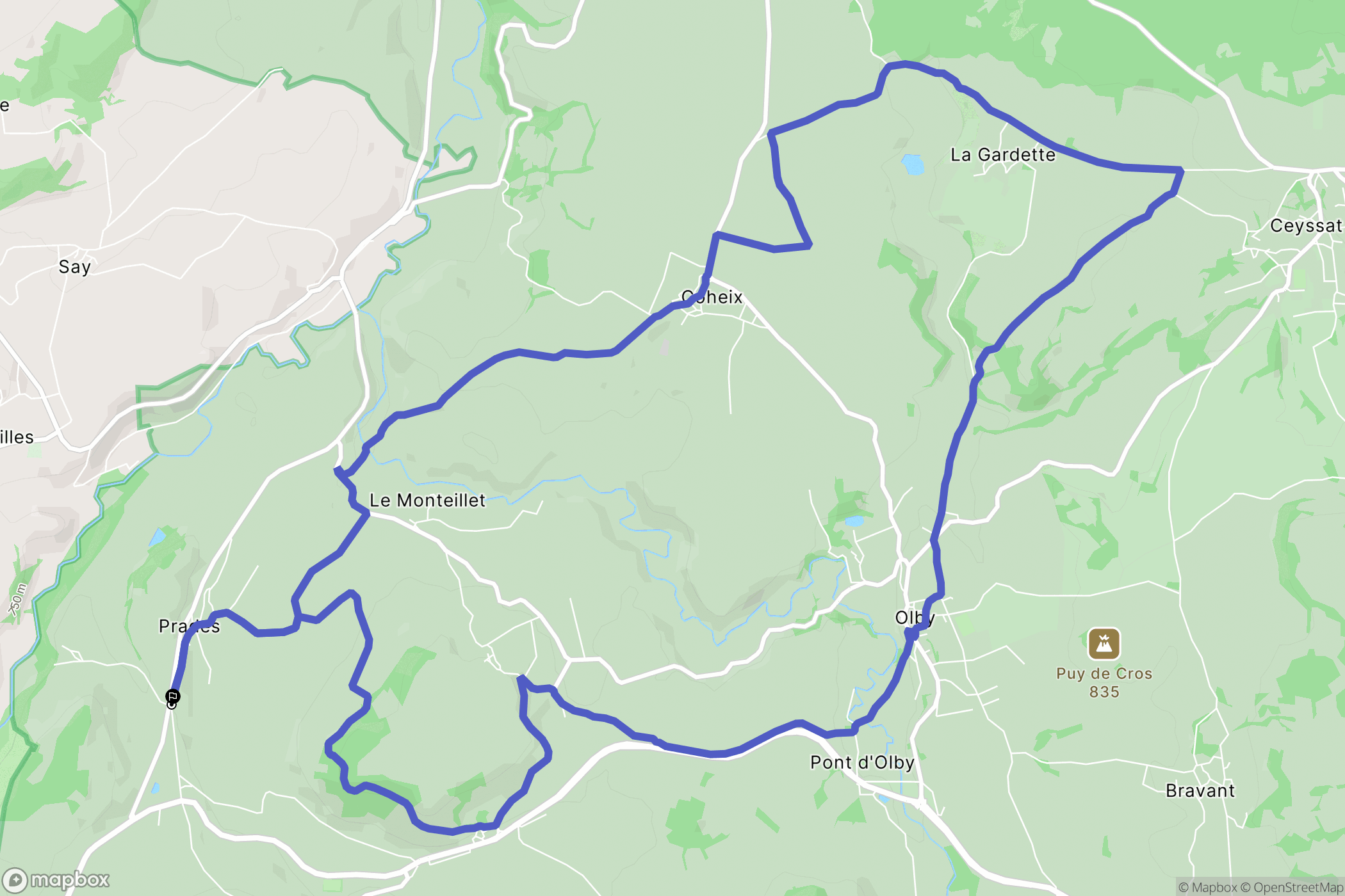 Saint-Pierre-Roche : carte du parcours de randonnée - France