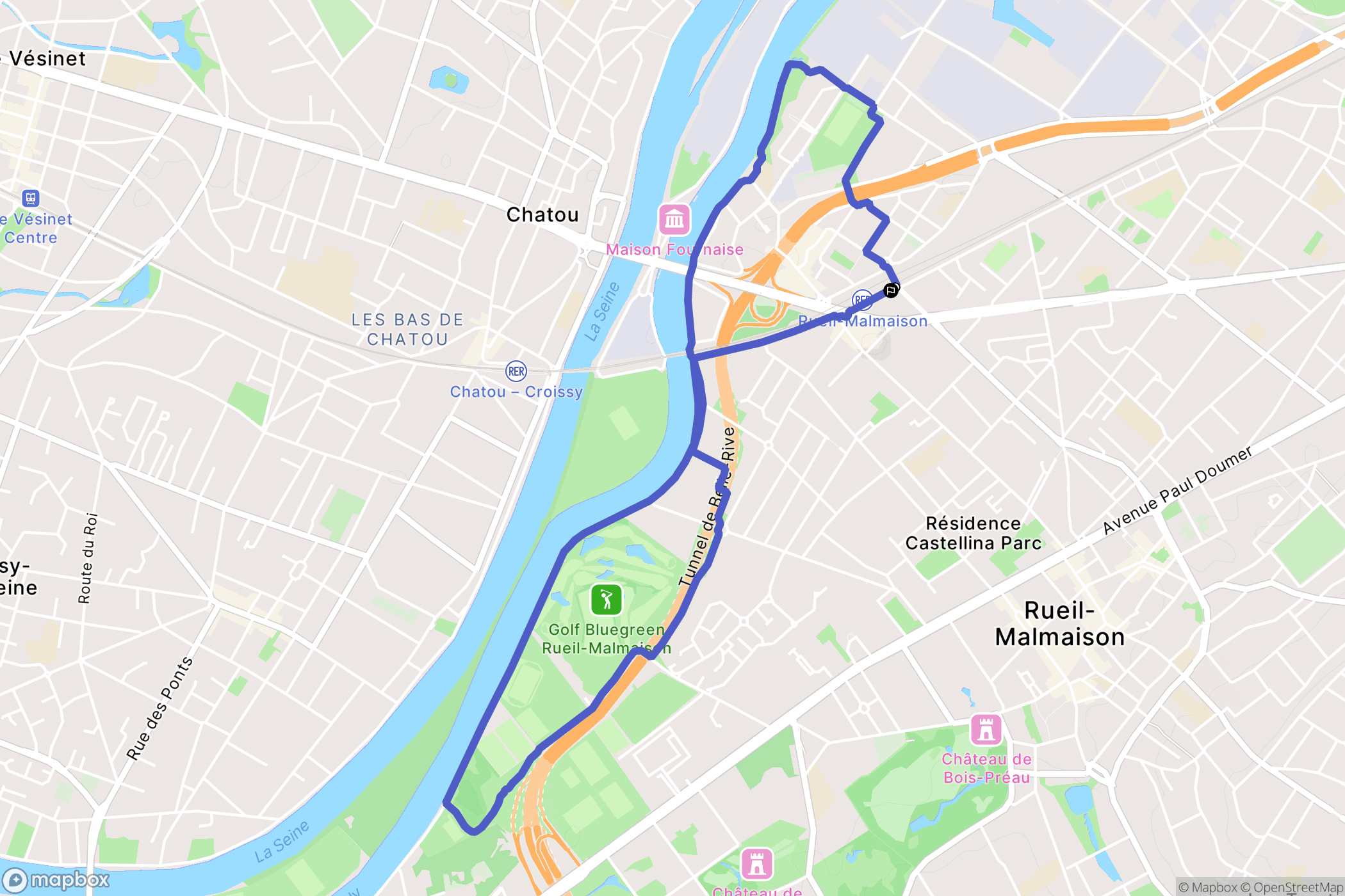 Rueil-Malmaison : carte du parcours de randonnée - France