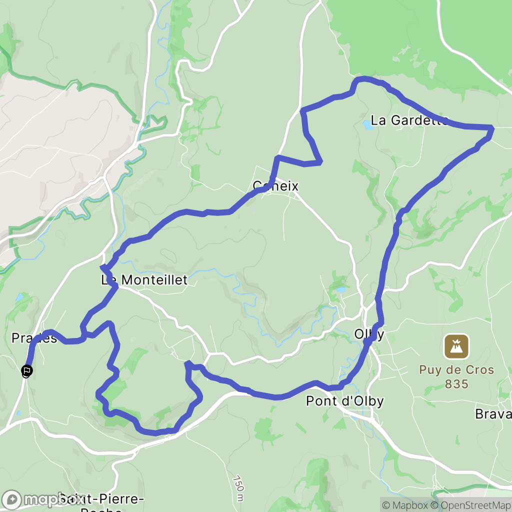 Saint-Pierre-Roche : carte du parcours de randonnée - France
