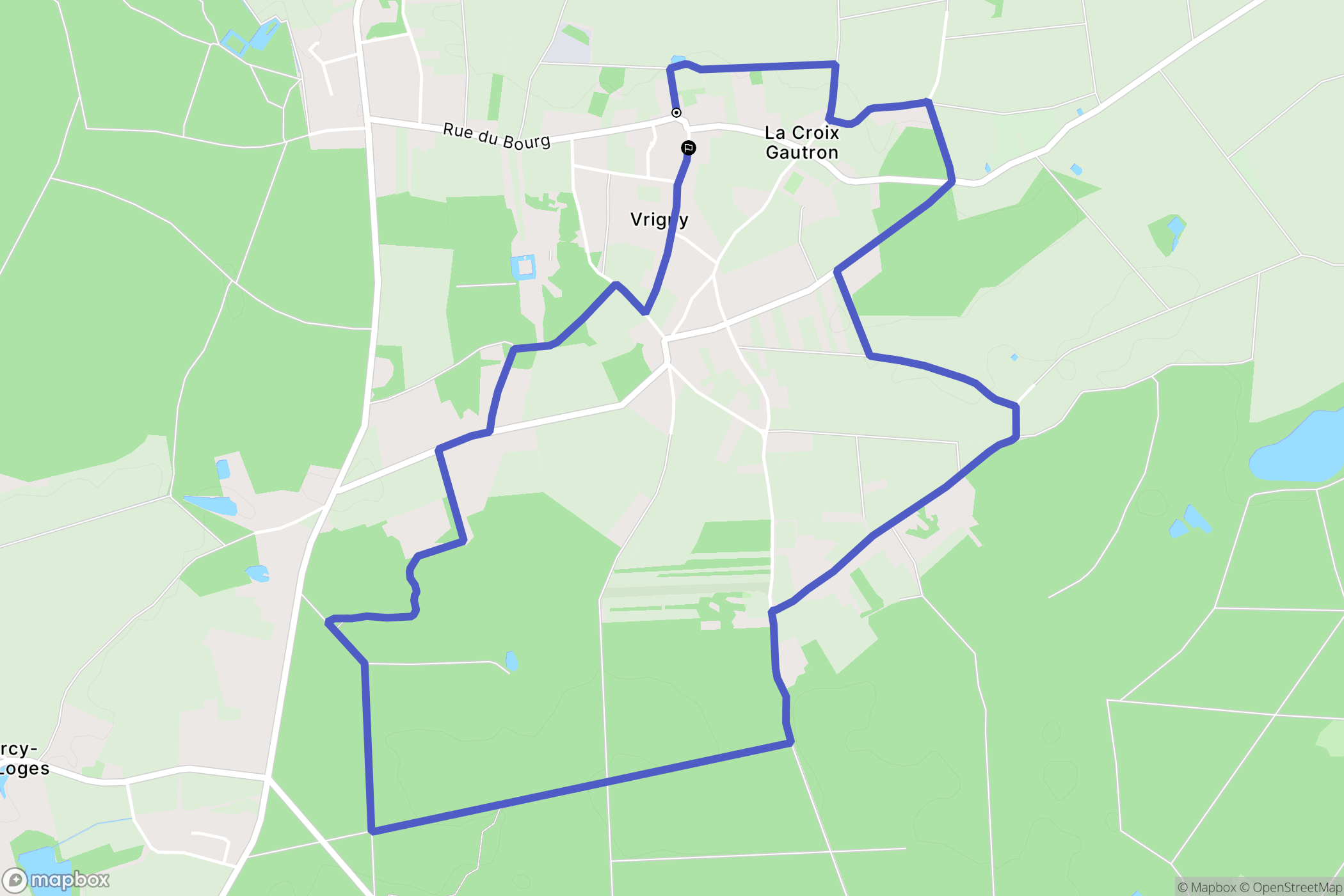 Vrigny : carte du parcours de randonnée - France