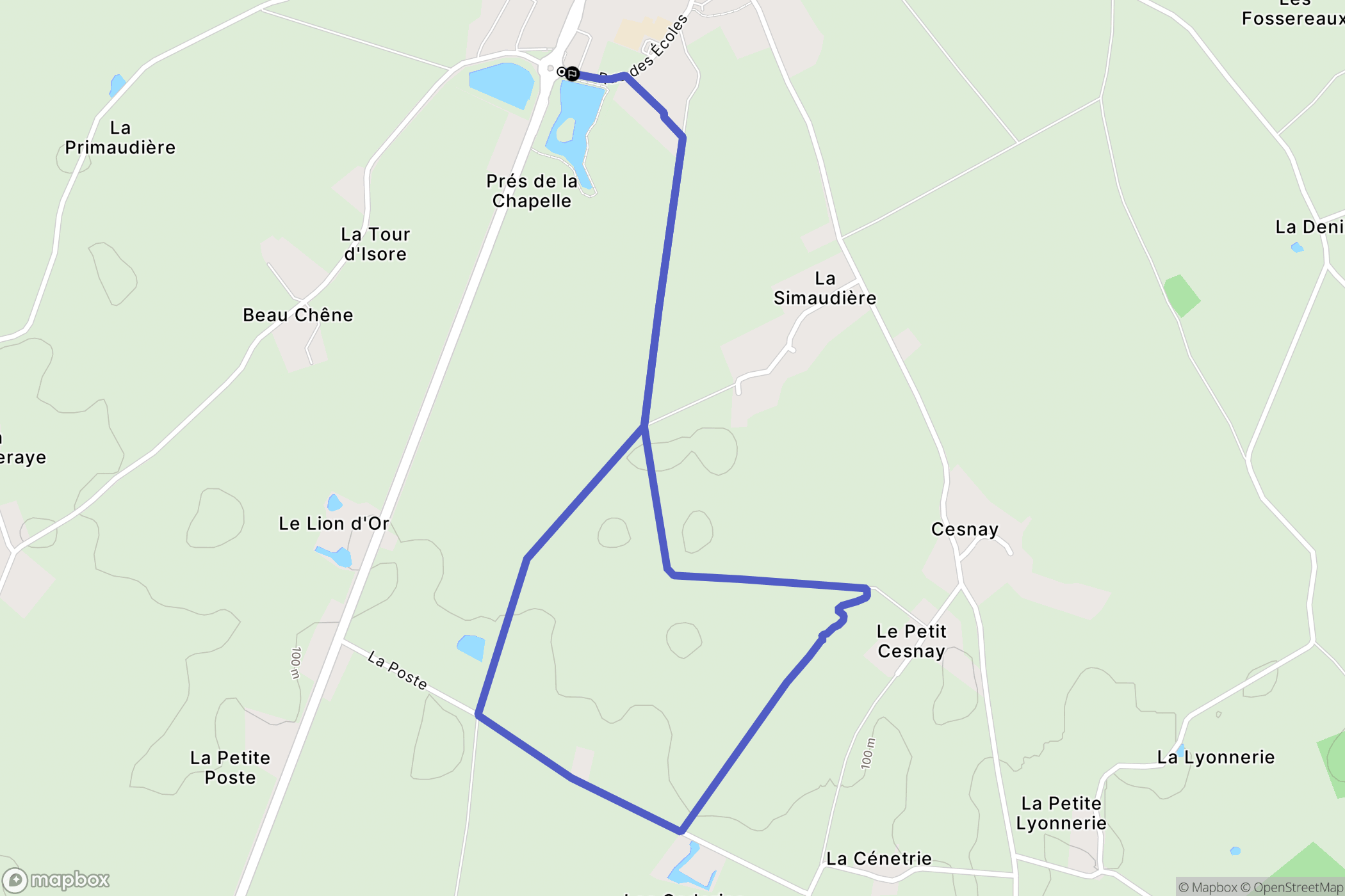 Sorigny : carte du parcours de randonnée - France