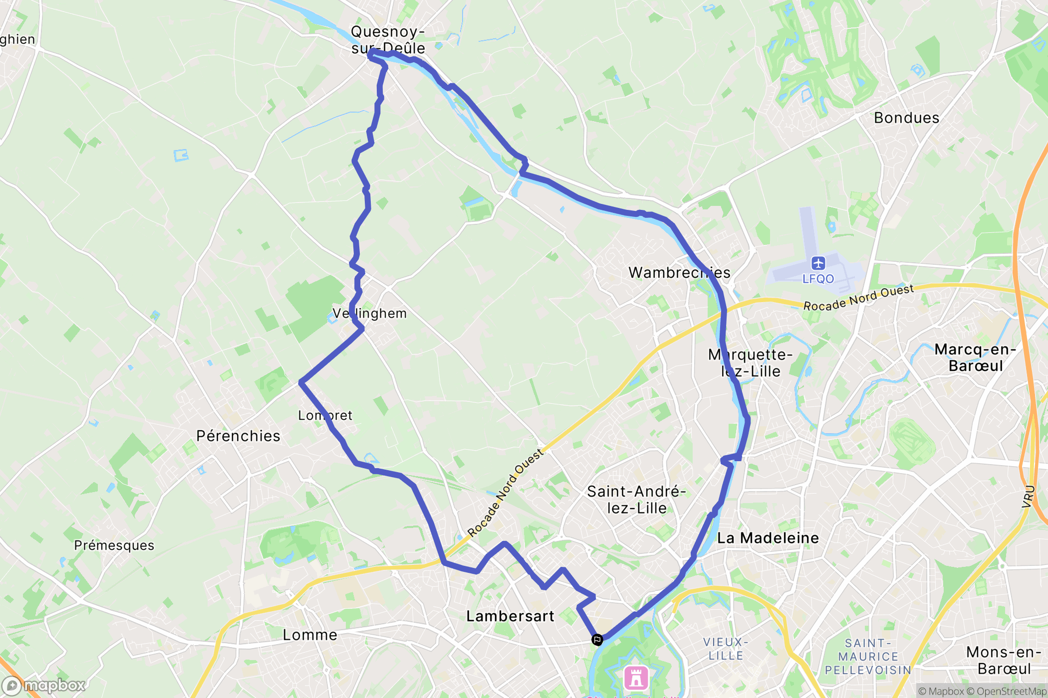 Lambersart : carte du parcours de randonnée - France