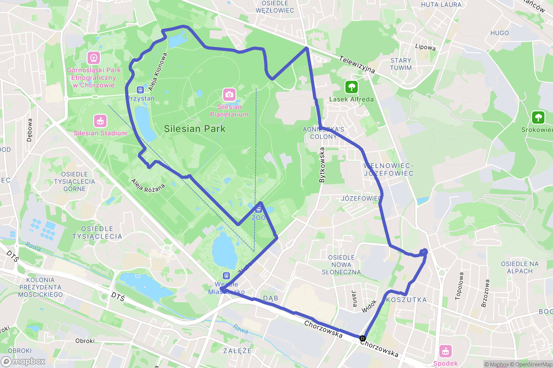 Katowice: mapa trasy - Poland