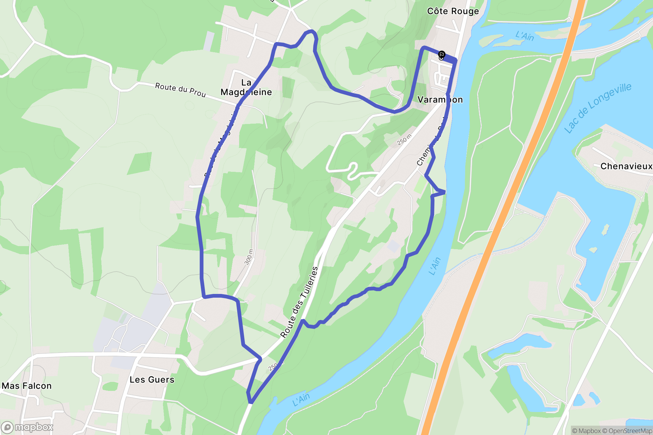 Varambon : carte du parcours de randonnée - France